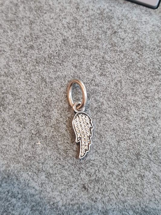 Genuine Pandora Angel Wing Pave Clear Crystal Dangle Charm Pendant