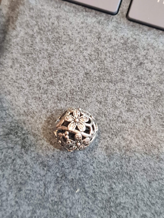 Genuine Pandora Pave Daisy Floral Nature Ball Open work