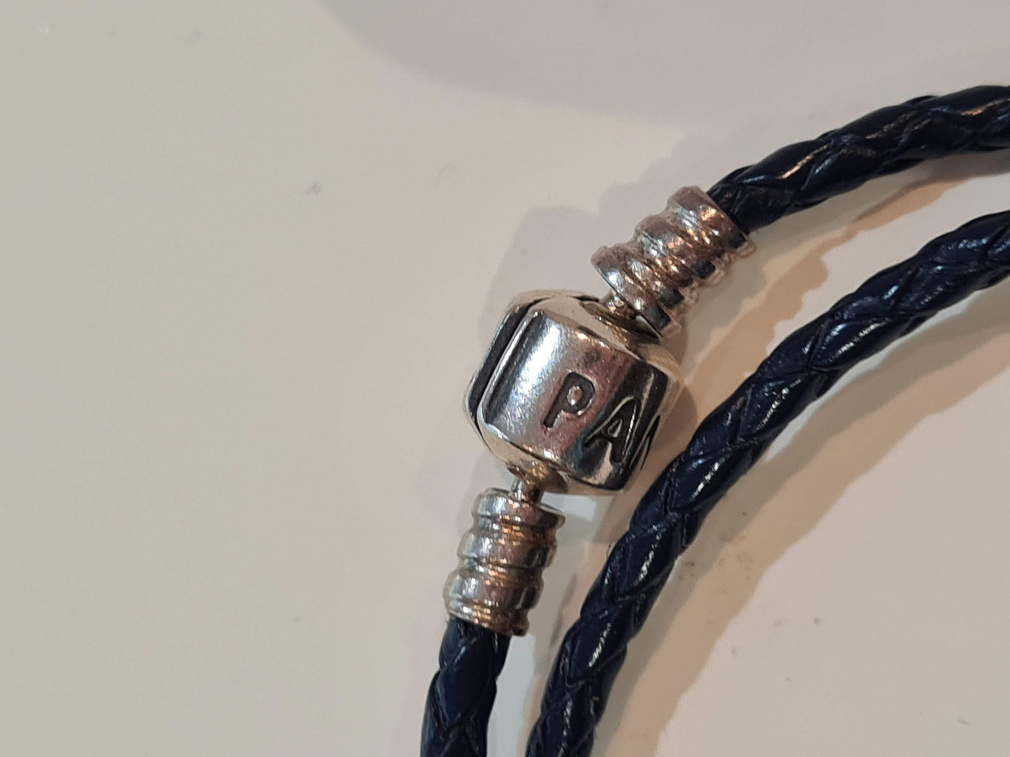 Genuine Pandora Metallic Purple Leather Double Wrap Bracelet