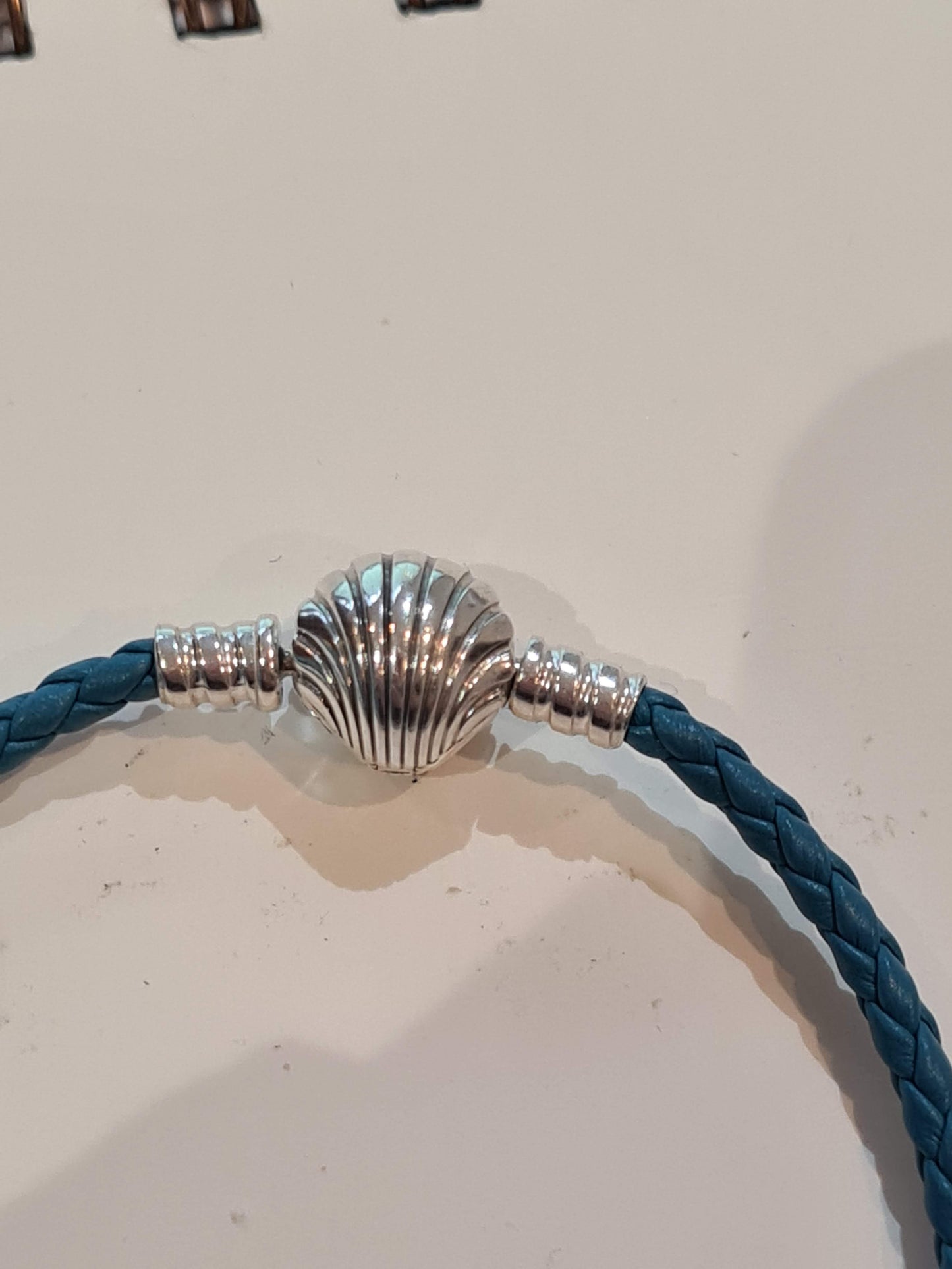 Genuine Pandora Summer Collection Light Blue Turquoise Shell Leather Bracelet 21cm