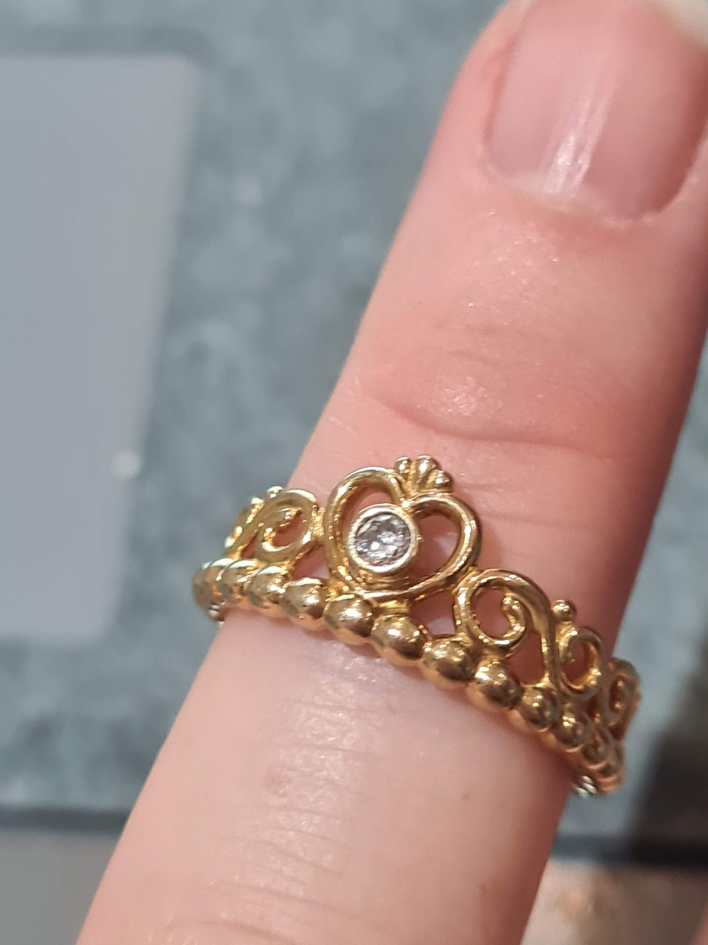 Genuine Pandora Shine Gold Princess Tiara Ring Size