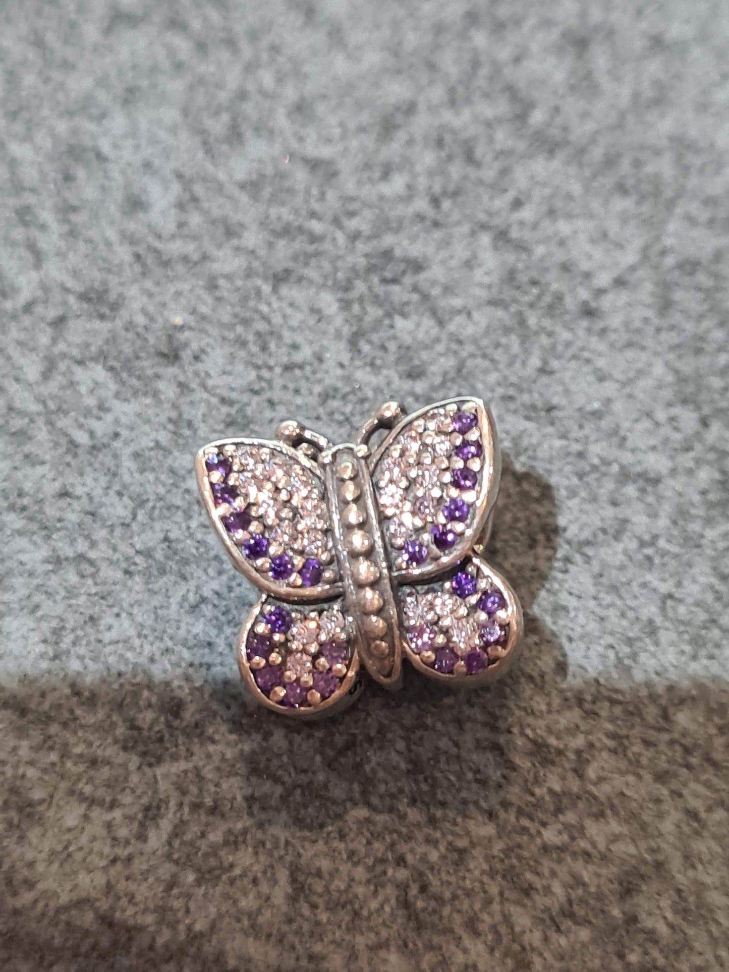 Genuine Pandora Butterfly Sparkle Purple and Clear Pave Charm