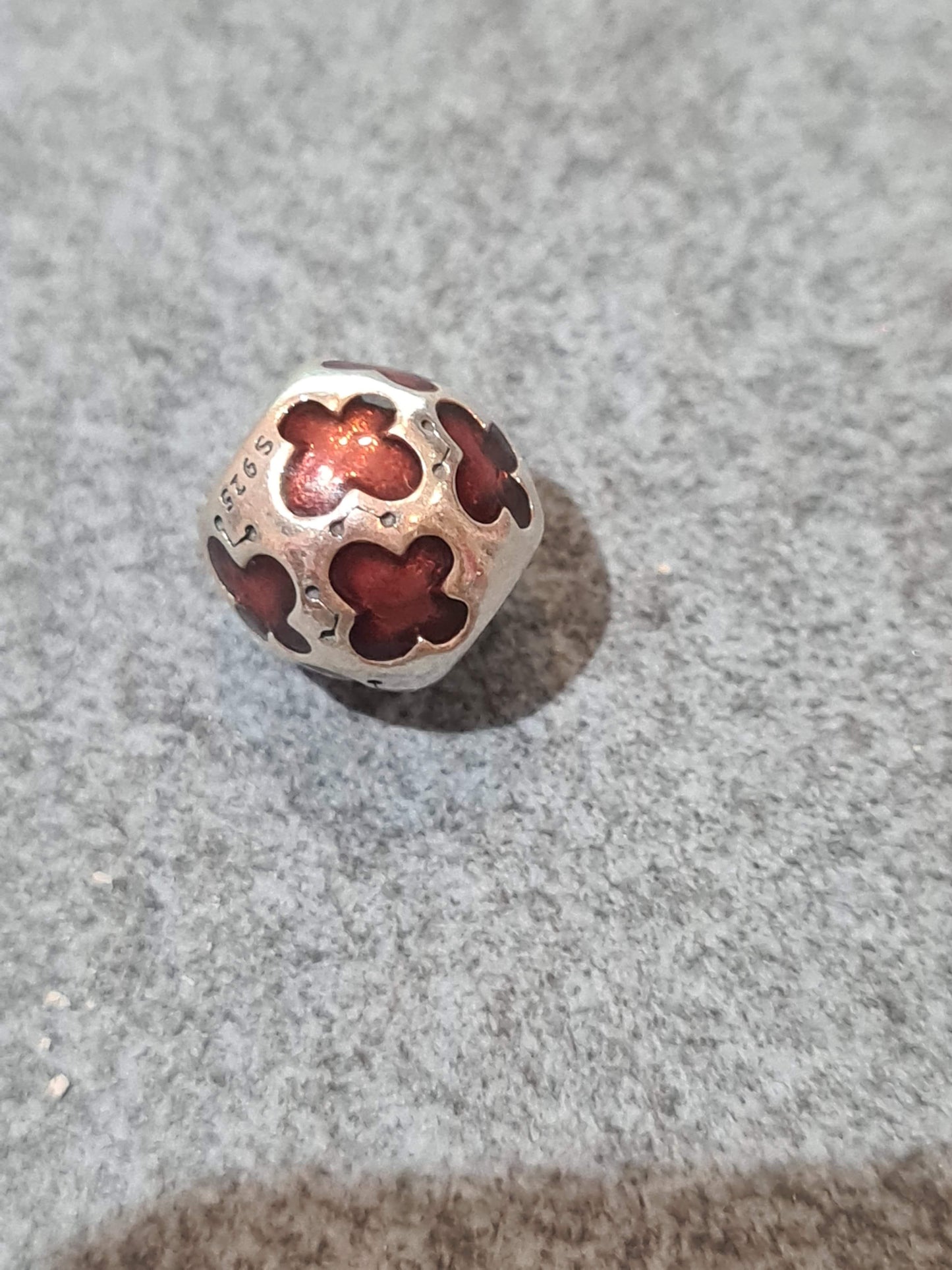 Genuine Pandora Red Enamel Butterfly Ball Silver Charm