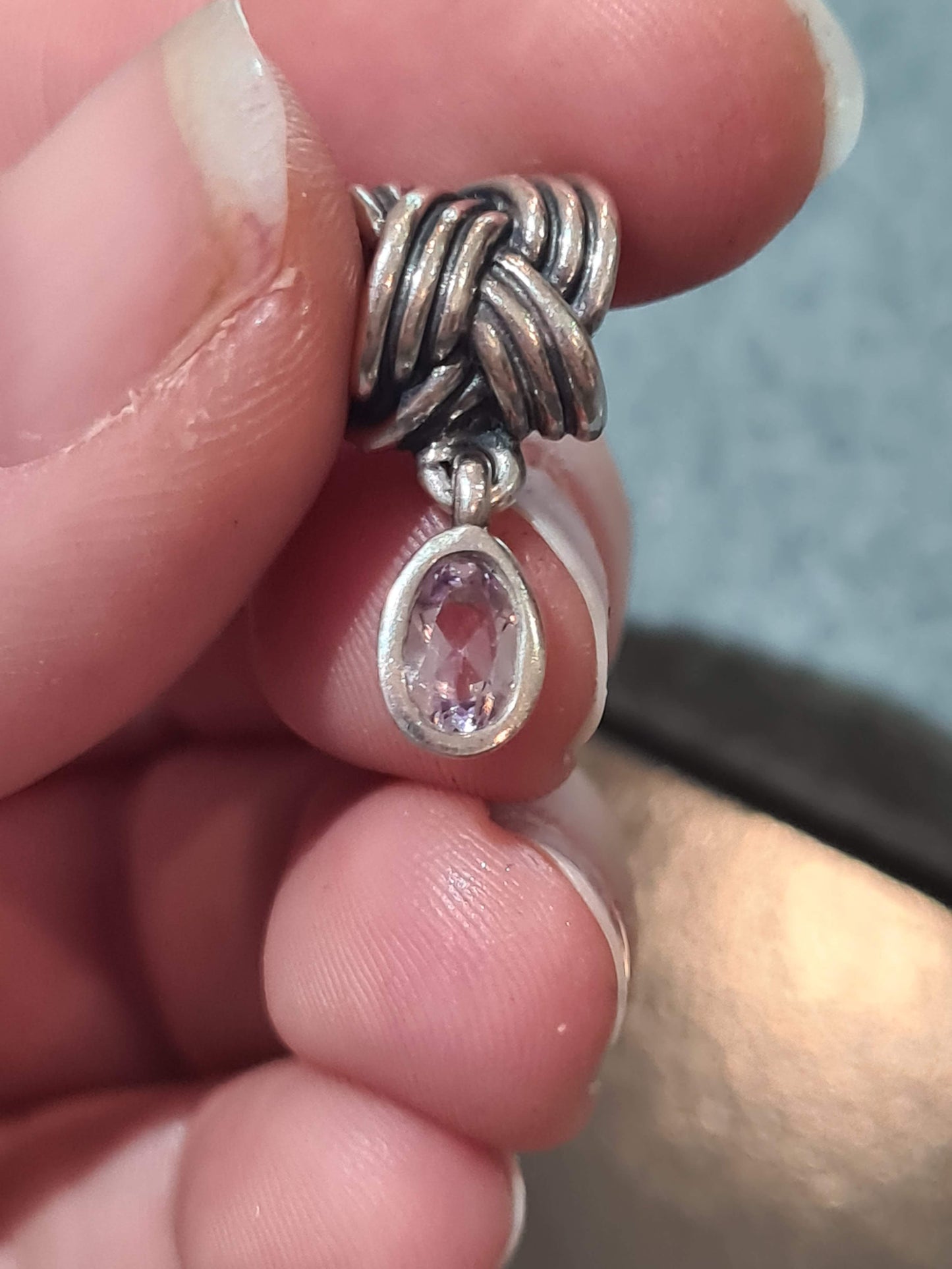 Genuine Pandora Tied together with Pink Knot Charm Dangle