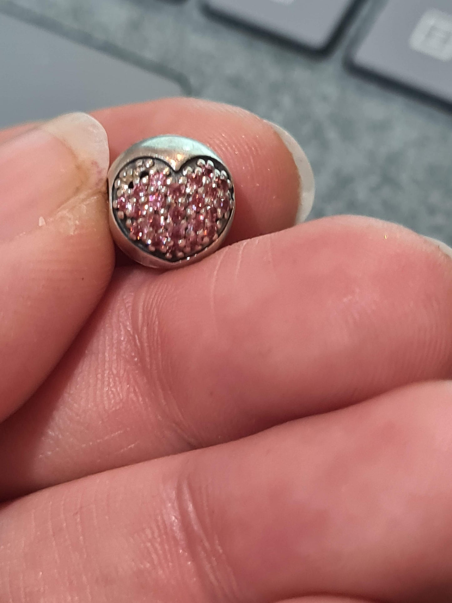 Genuine Pandora Pink Pave Heart Clip (s)