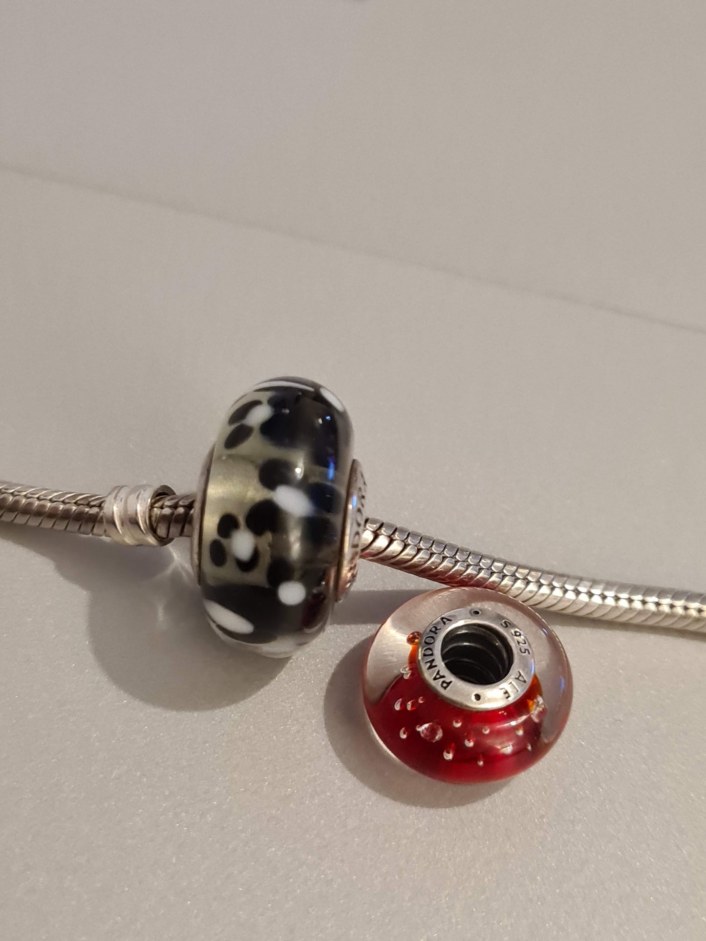 Genuine Pandora Giant XXL Murano with Black Flowers. Large and Heavy and Retired SALE
