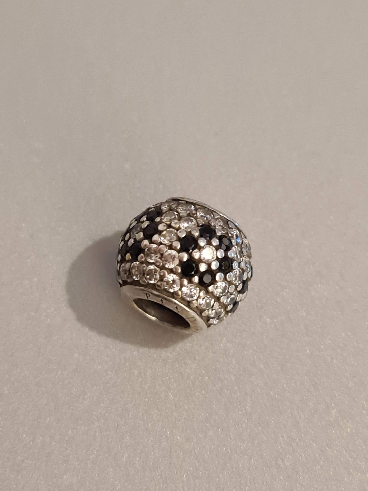 Genuine Pandora Black and White Pave Sparkle Flower Ball Charm