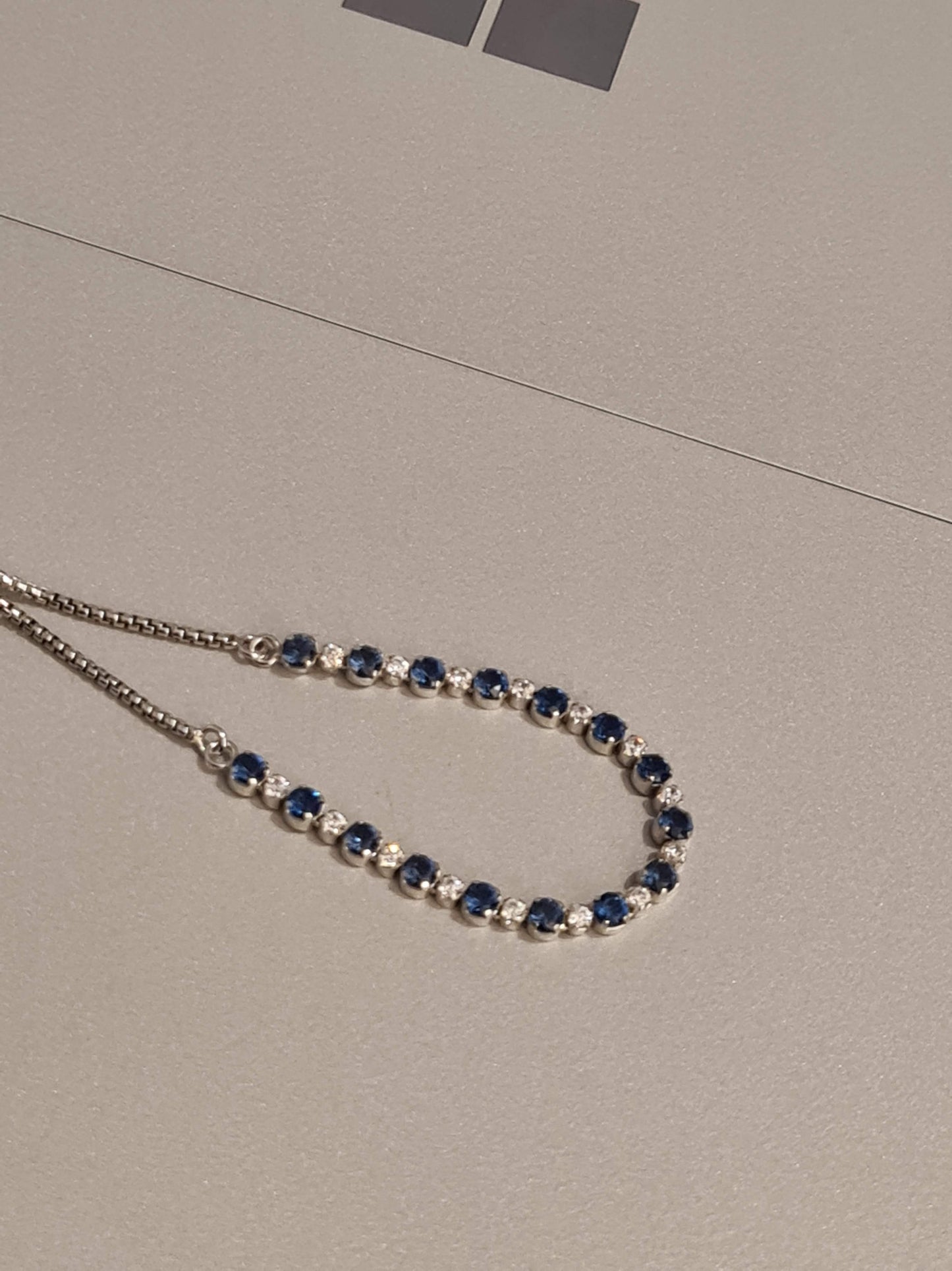 Genuine Pandora Blue and White Pave Tennis Bracelet SIZE 2