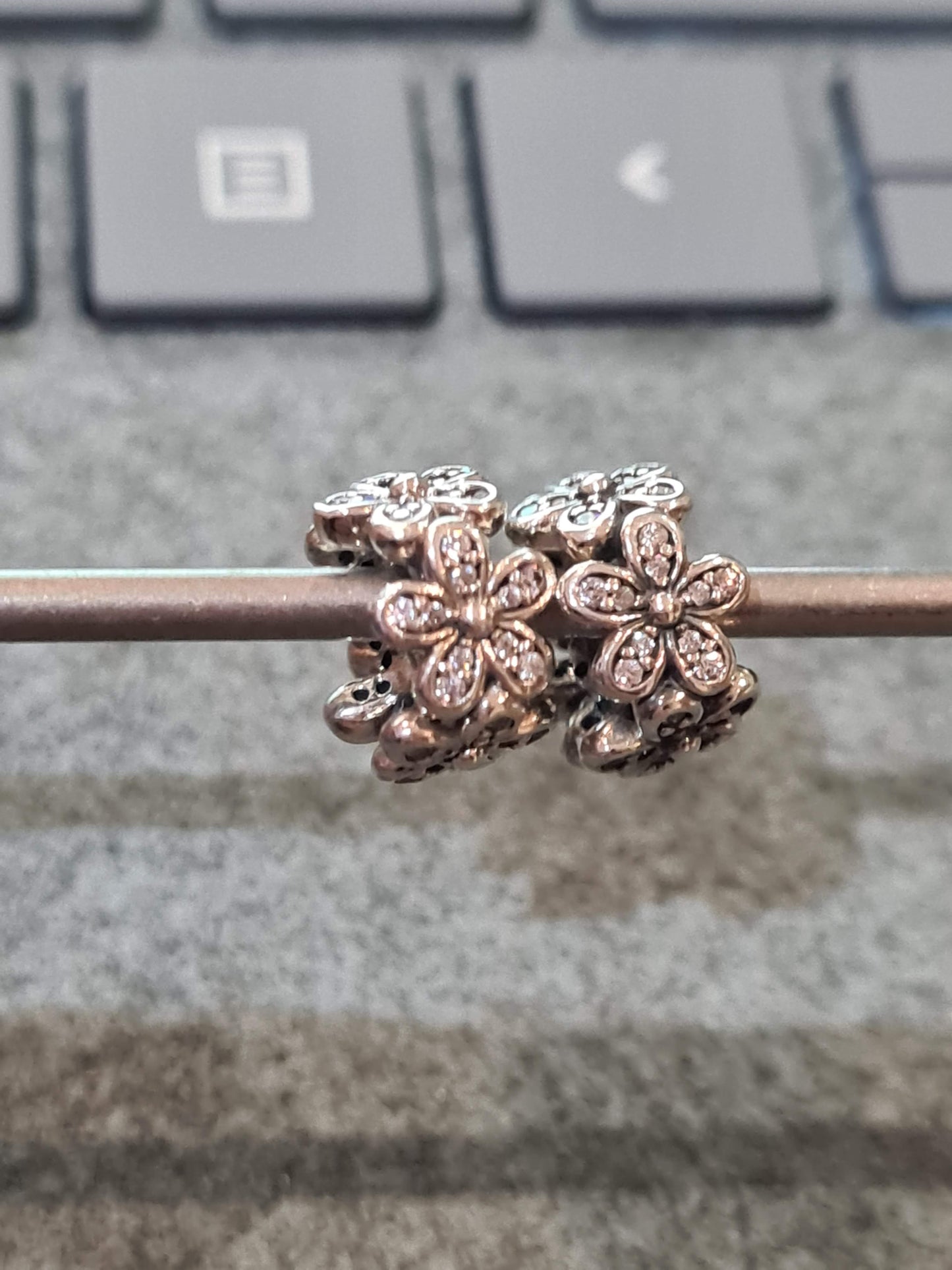 Genuine Pandora Pave Daisy Flower Spacers SOLD AS ONE