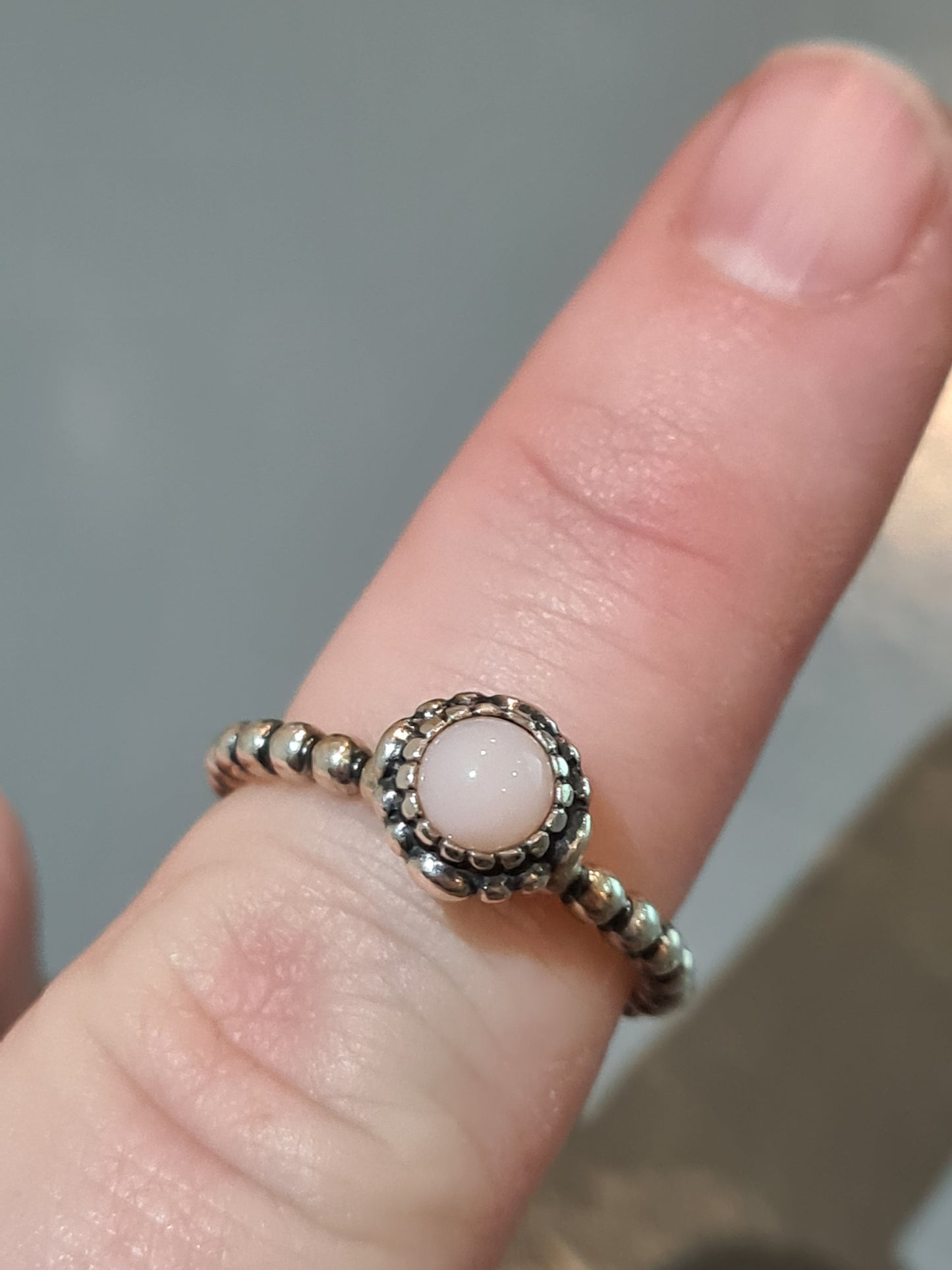 Genuine Pandora October Light Pink Opal Birthstone Ring in Size...