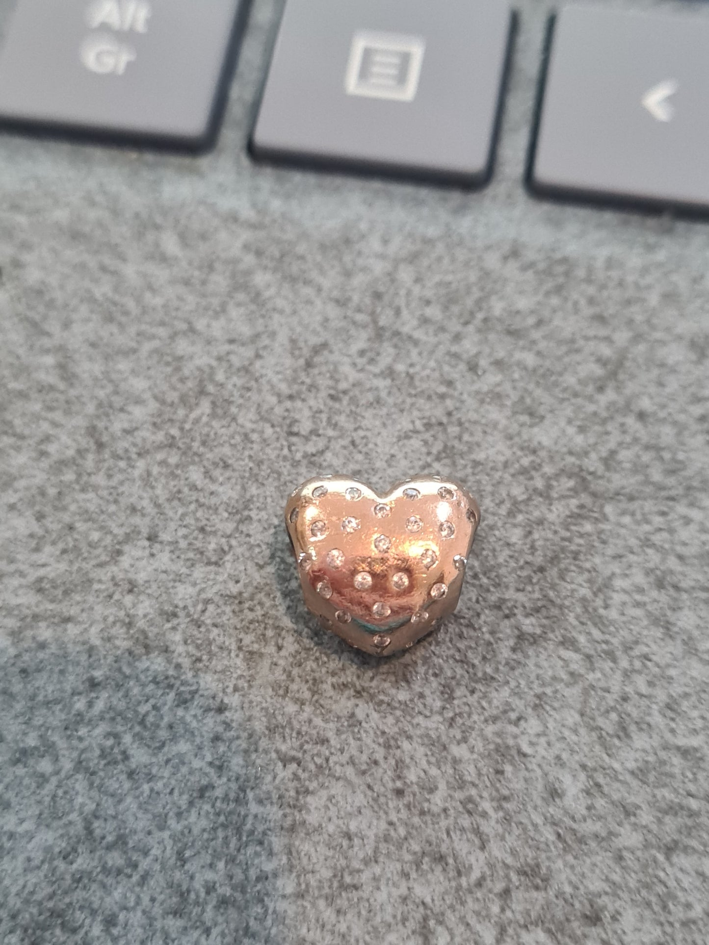 Genuine Pandora Rose Gold Heart With Sparkle CZ Dots
