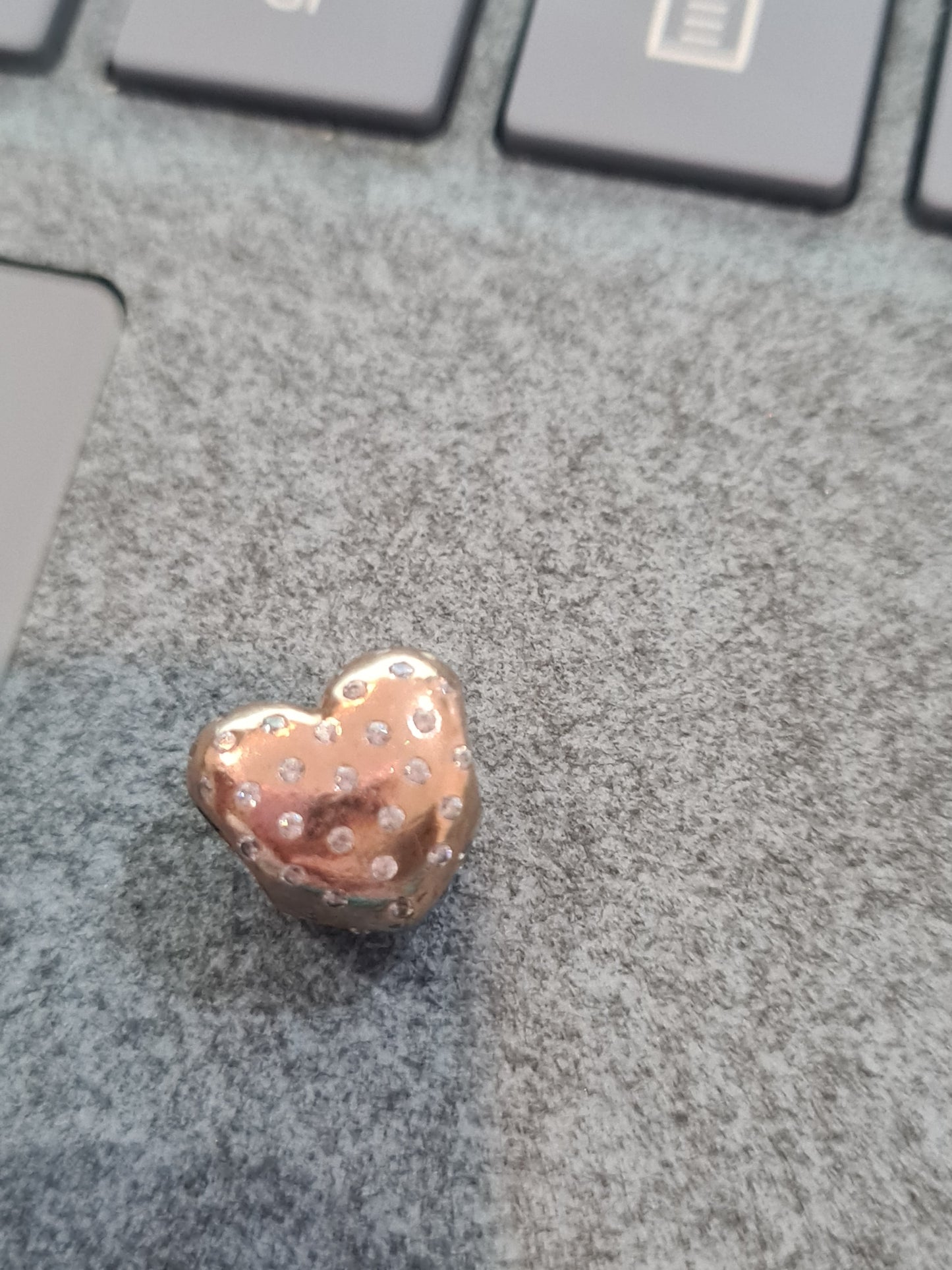 Genuine Pandora Rose Gold Heart With Sparkle CZ Dots