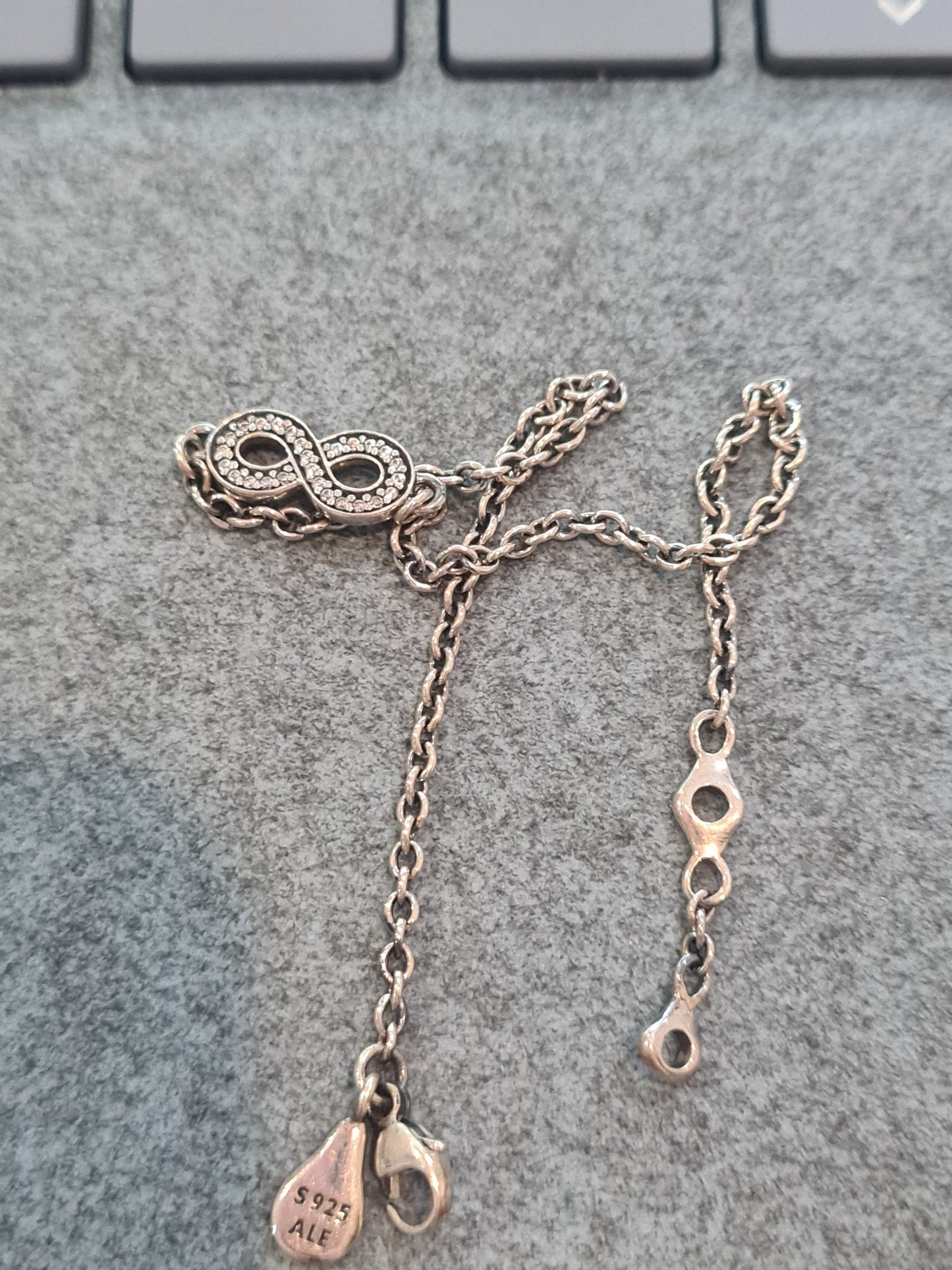 Genuine Pandora Infinity Pave Bracelet In Size 18cm on Max Adjustable Chain