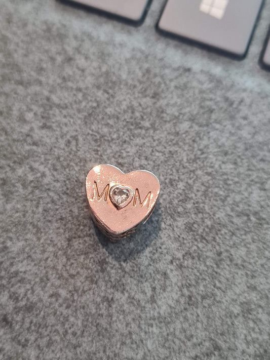 Genuine Pandora Rose/Shine Gold Mum Heart With Stone