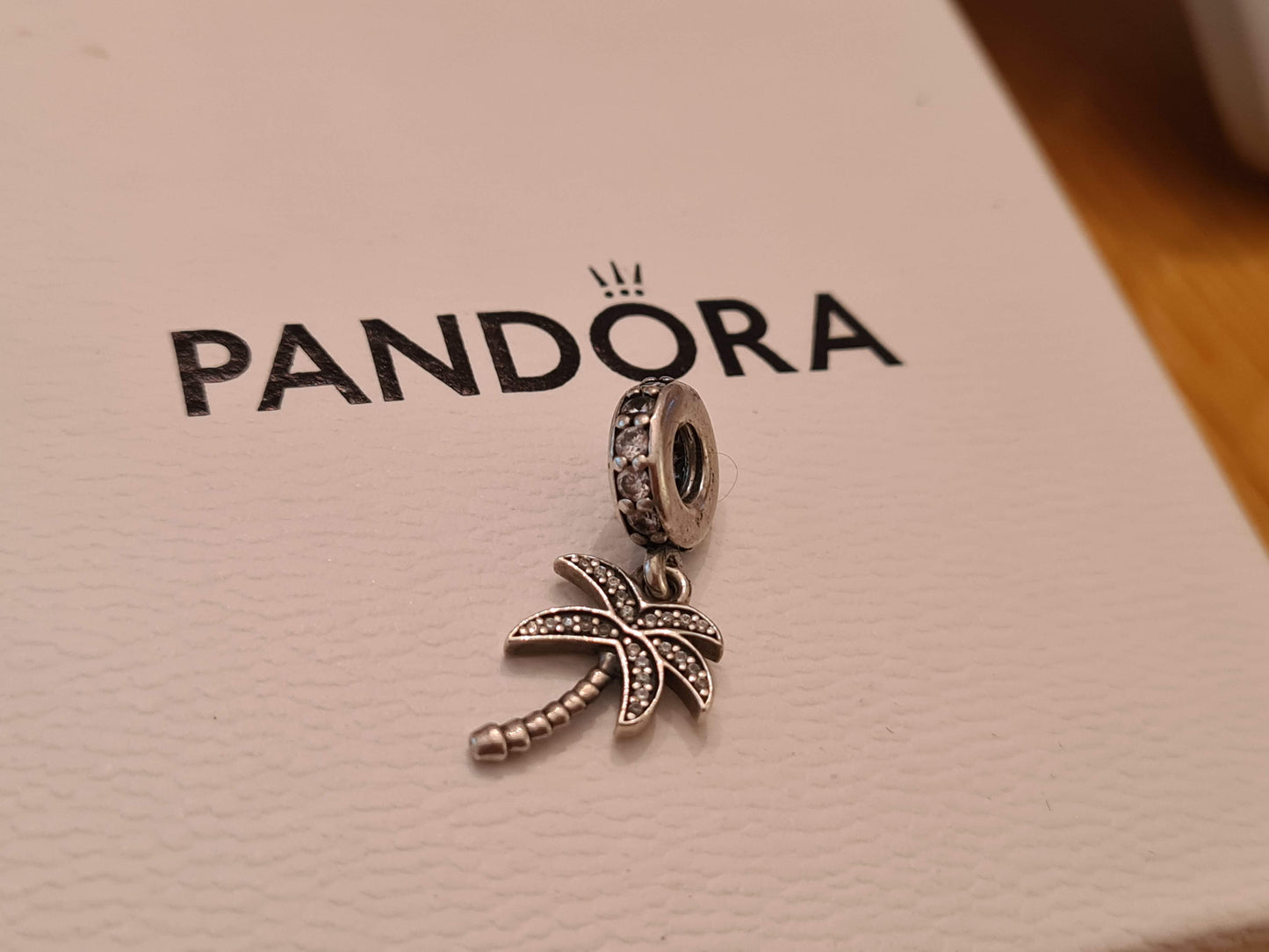 Genuine Pandora Pave Palm Tree Pave Dangle Charm