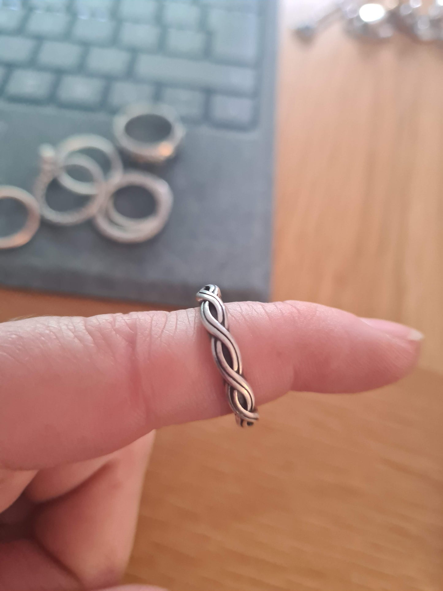 Genuine Pandora Retired Oxidised Twist Line Ring in Size...