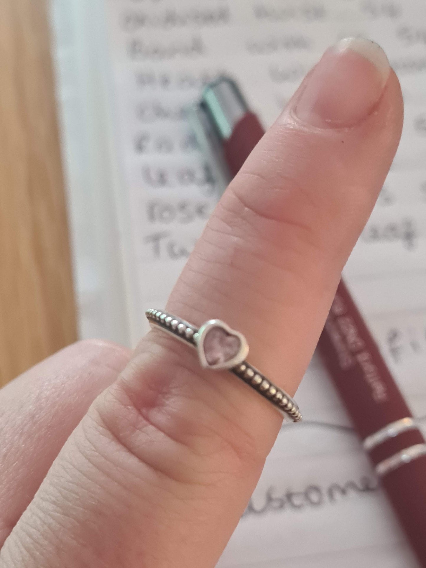 Genuine Pandora Heart Pink Stone Ring Size 58