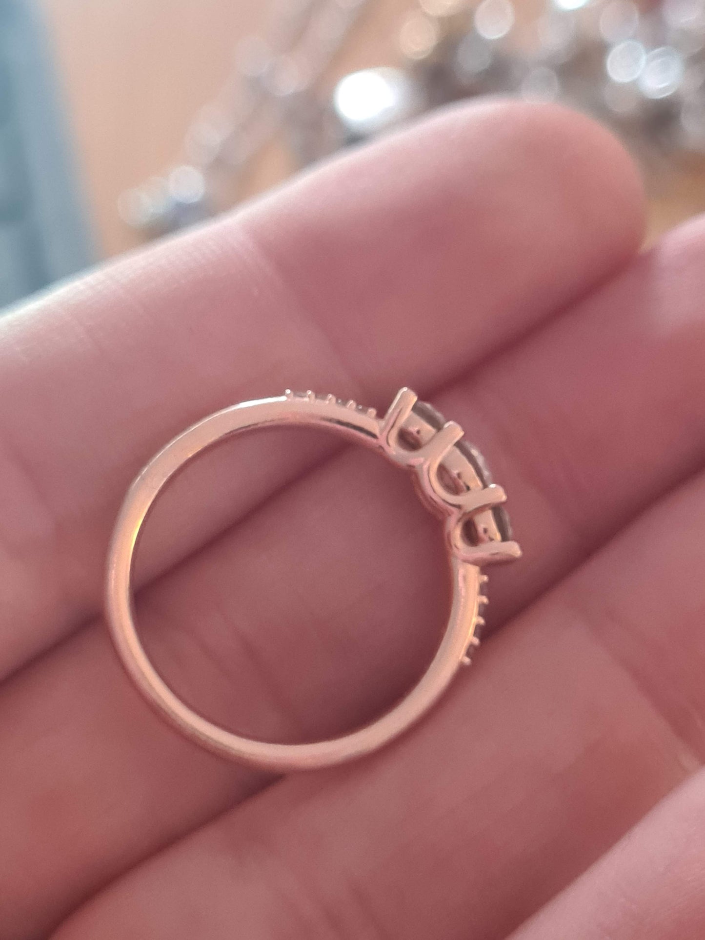 Genuine Pandora Rose Gold Three Stone Ring in Size 48