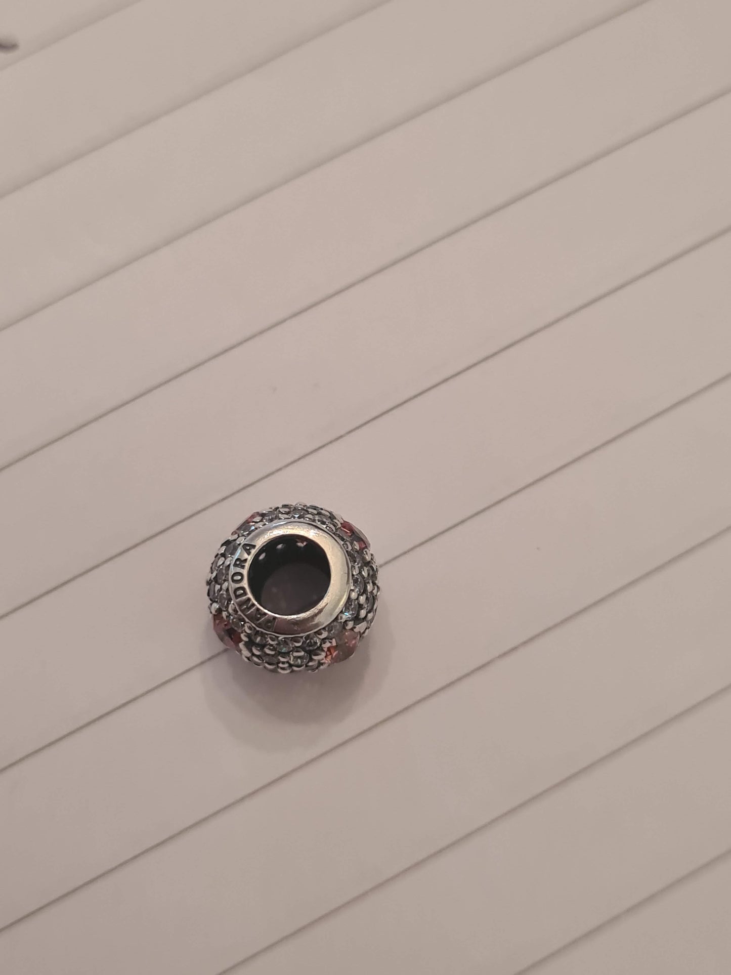 Genuine Pandora Clear Pave Ball with Pink Hearts