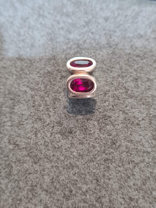 Genuine Pandora Ruby Red Oval Light Charm Glass Retired