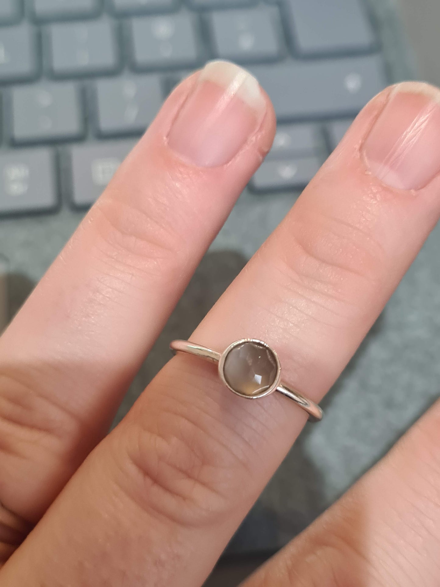Genuine Pandora Grey Birthstone Ring is Size 56..