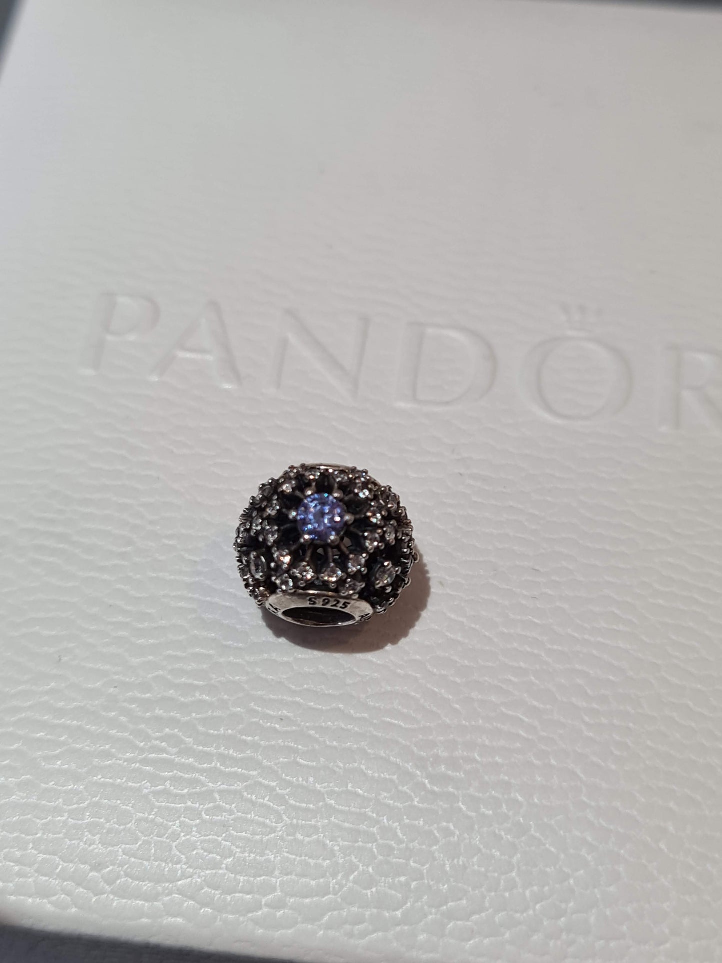 Genuine Pandora Disney Cinderella's Wish Pave Sparkle Snowflake Blue and Clear Charm Large