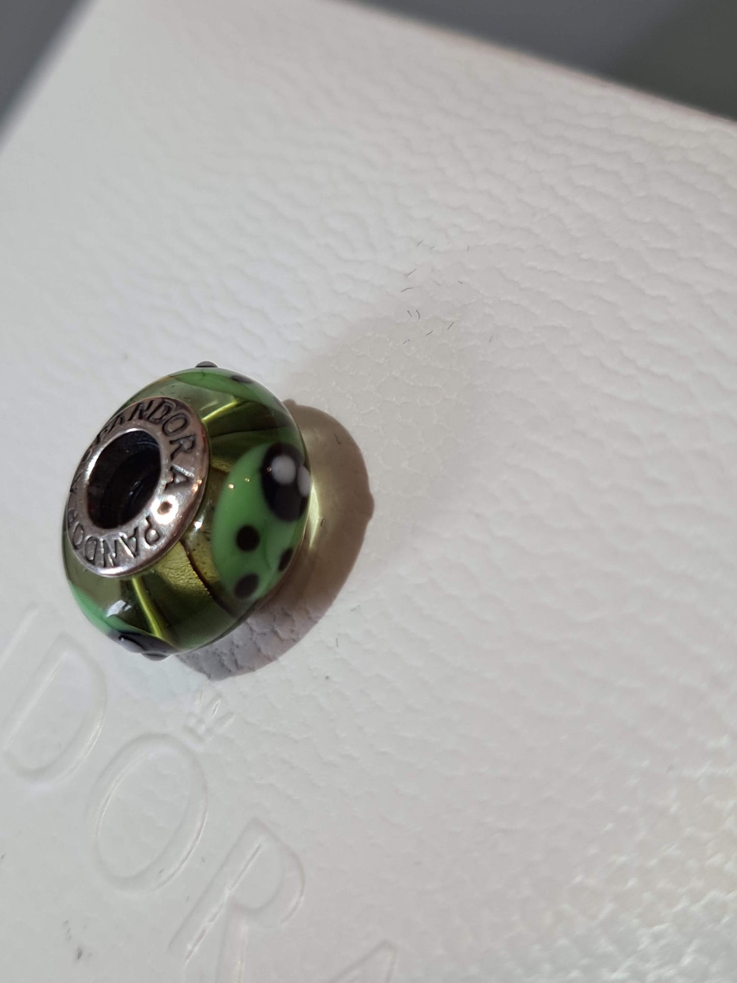 Genuine Pandora Green Ladybird Murano Glass Charm