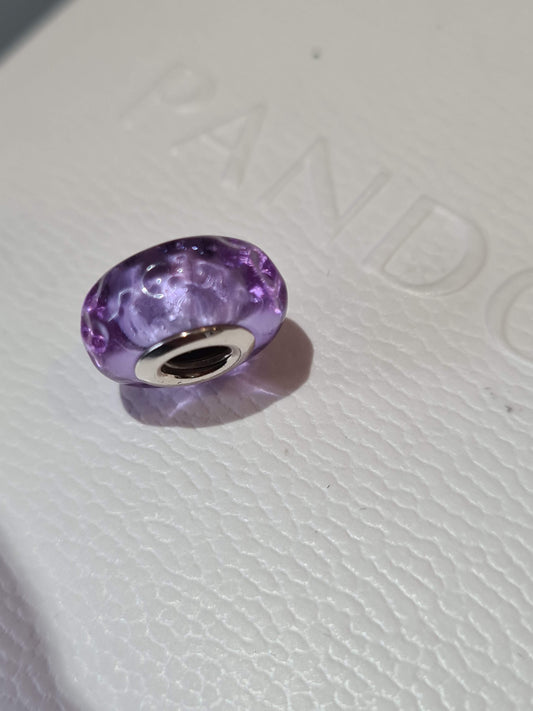 Genuine Pandora Small Lilac Bumpy Wave Murano Beautiful