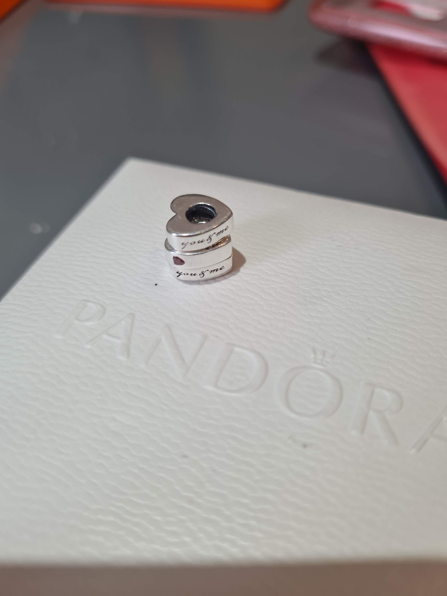Genuine Pandora You & Me Spacers Love Heart Shaped With Small Pink CZ