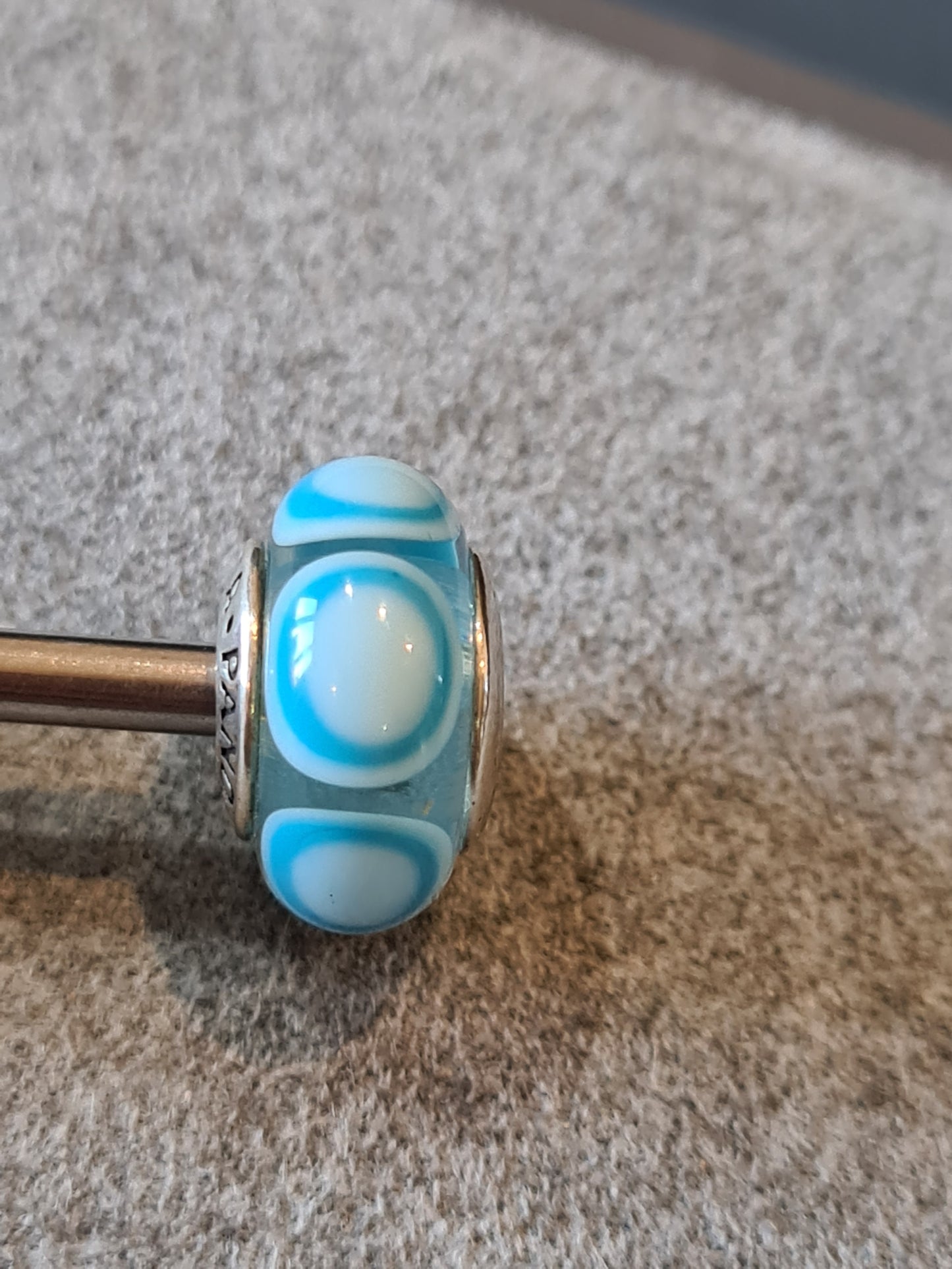 Genuine Pandora Blue Bullseye Murano Glass Charm