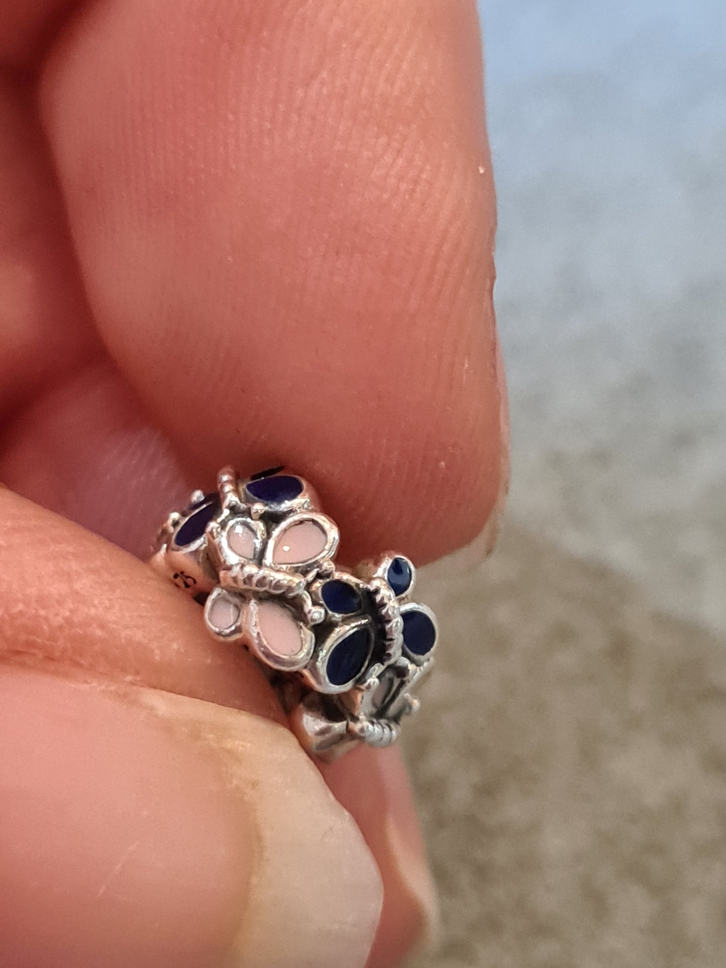 Genuine Pandora Blue and Pink Butterfly Enamel Spacer x2