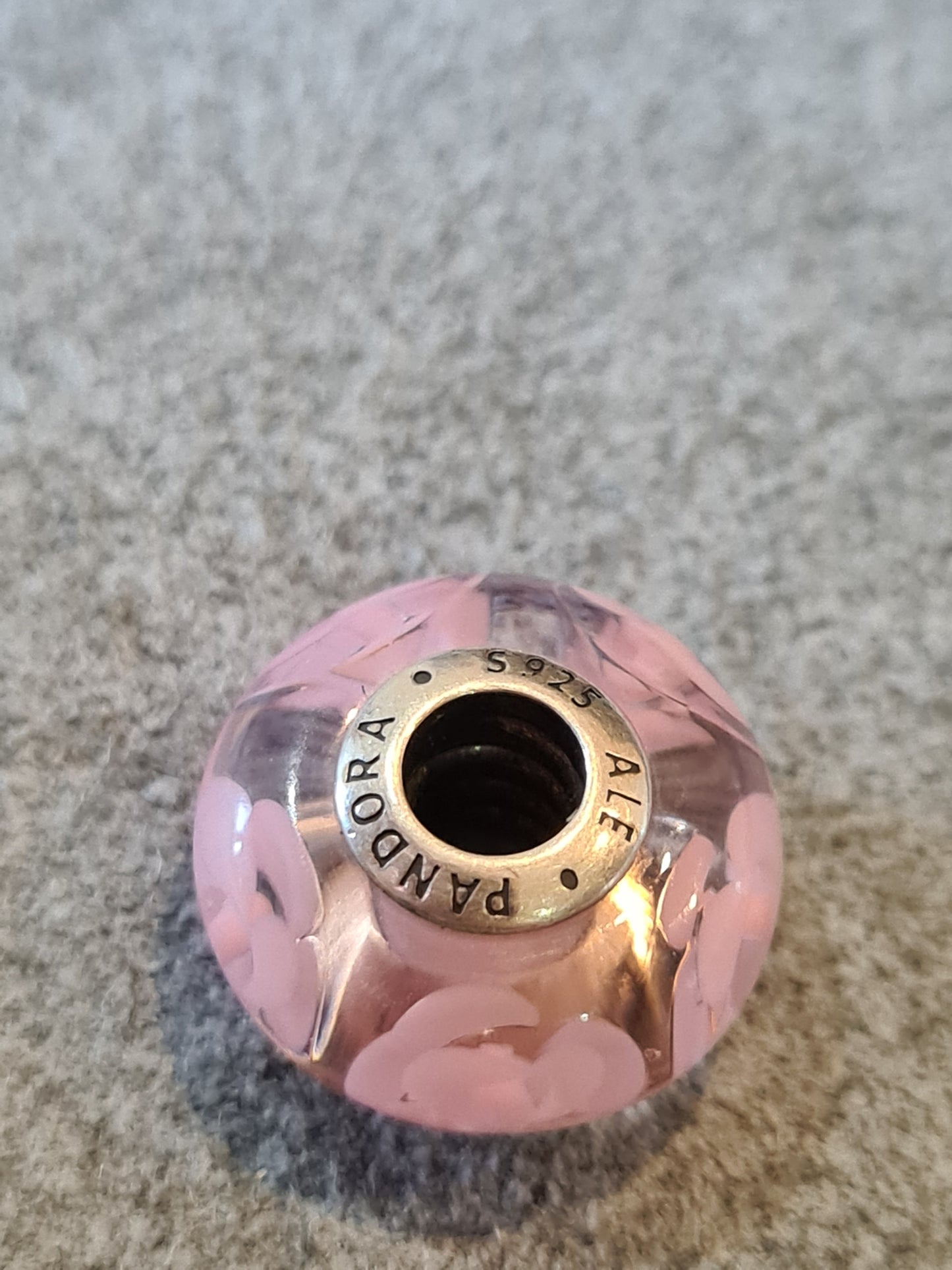 Genuine Pandora Pink Roses Glass Murano Charm