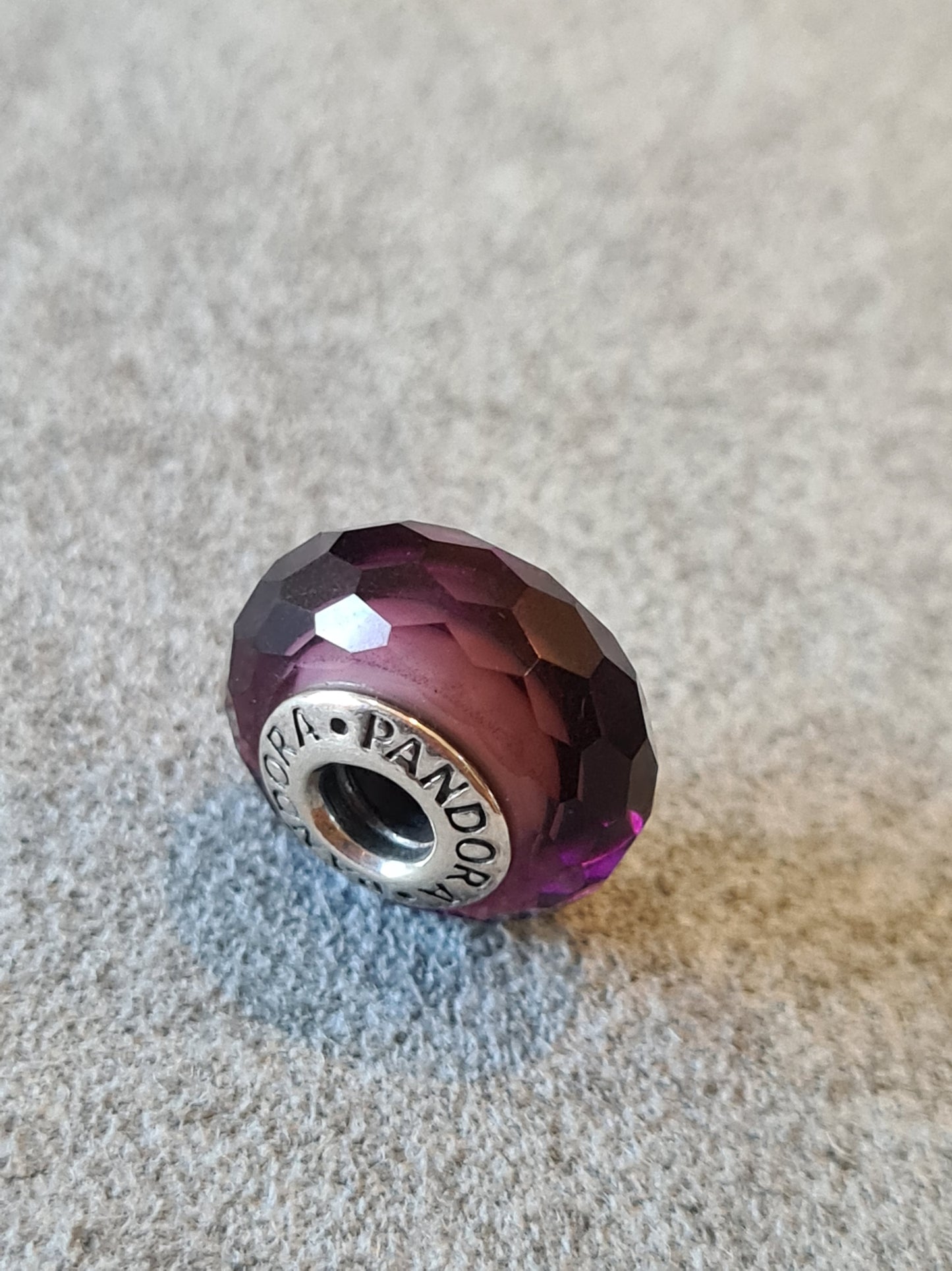 Genuine Pandora Purple Glass Murano Faceted Charm