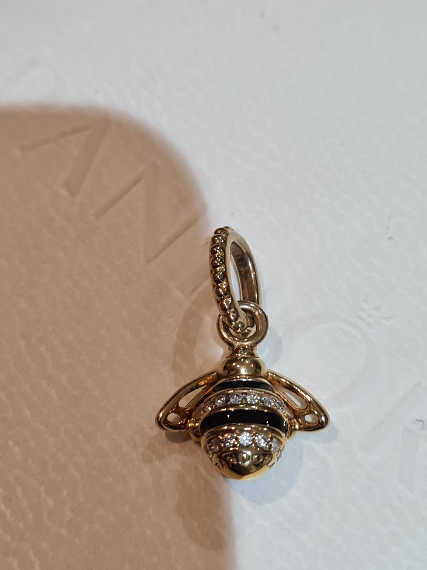 Genuine Pandora Silver OR Shine 18k Gold Plated Queen Bee Pendant