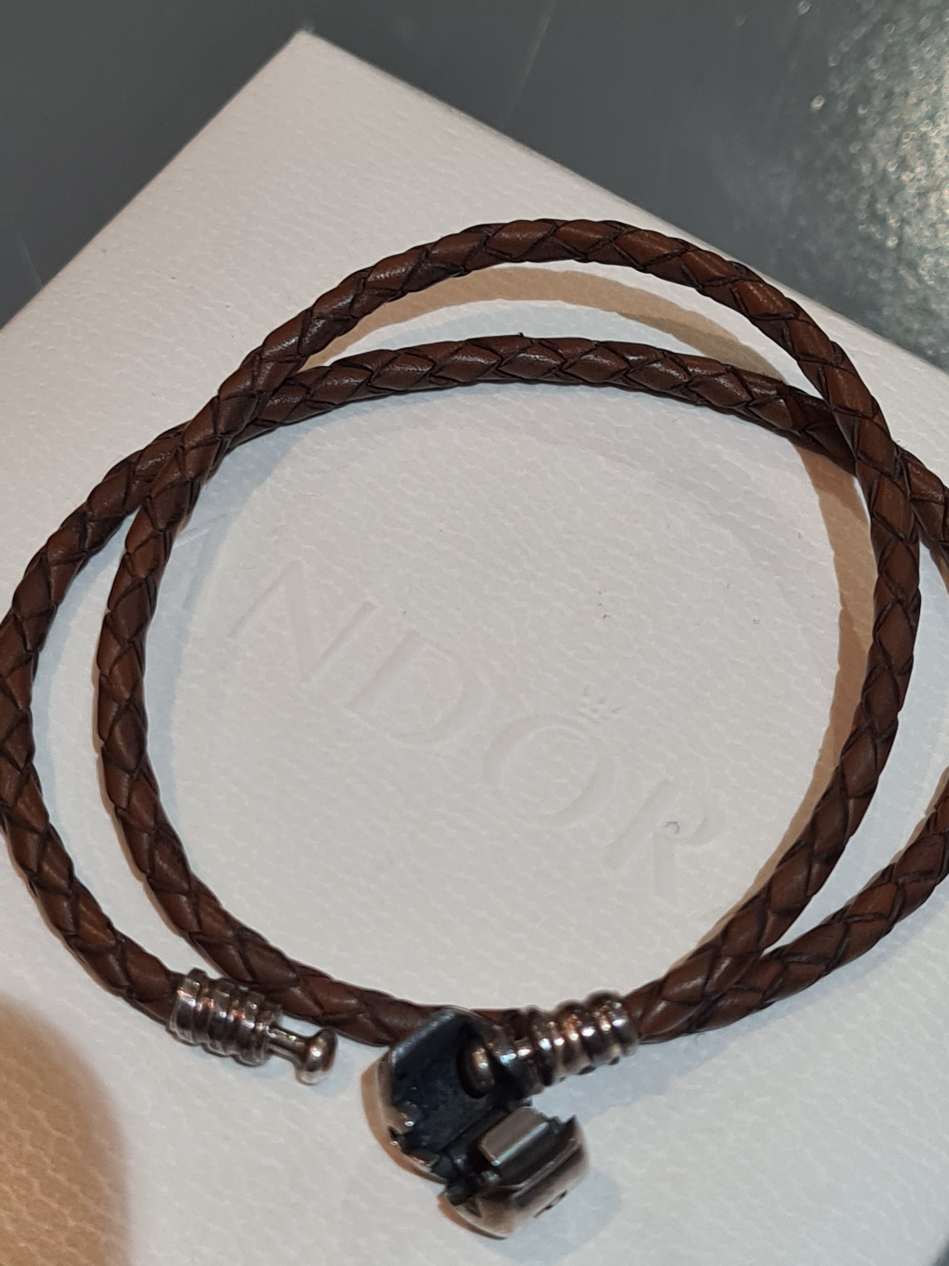 Pandora leather bracelet tan Clearance