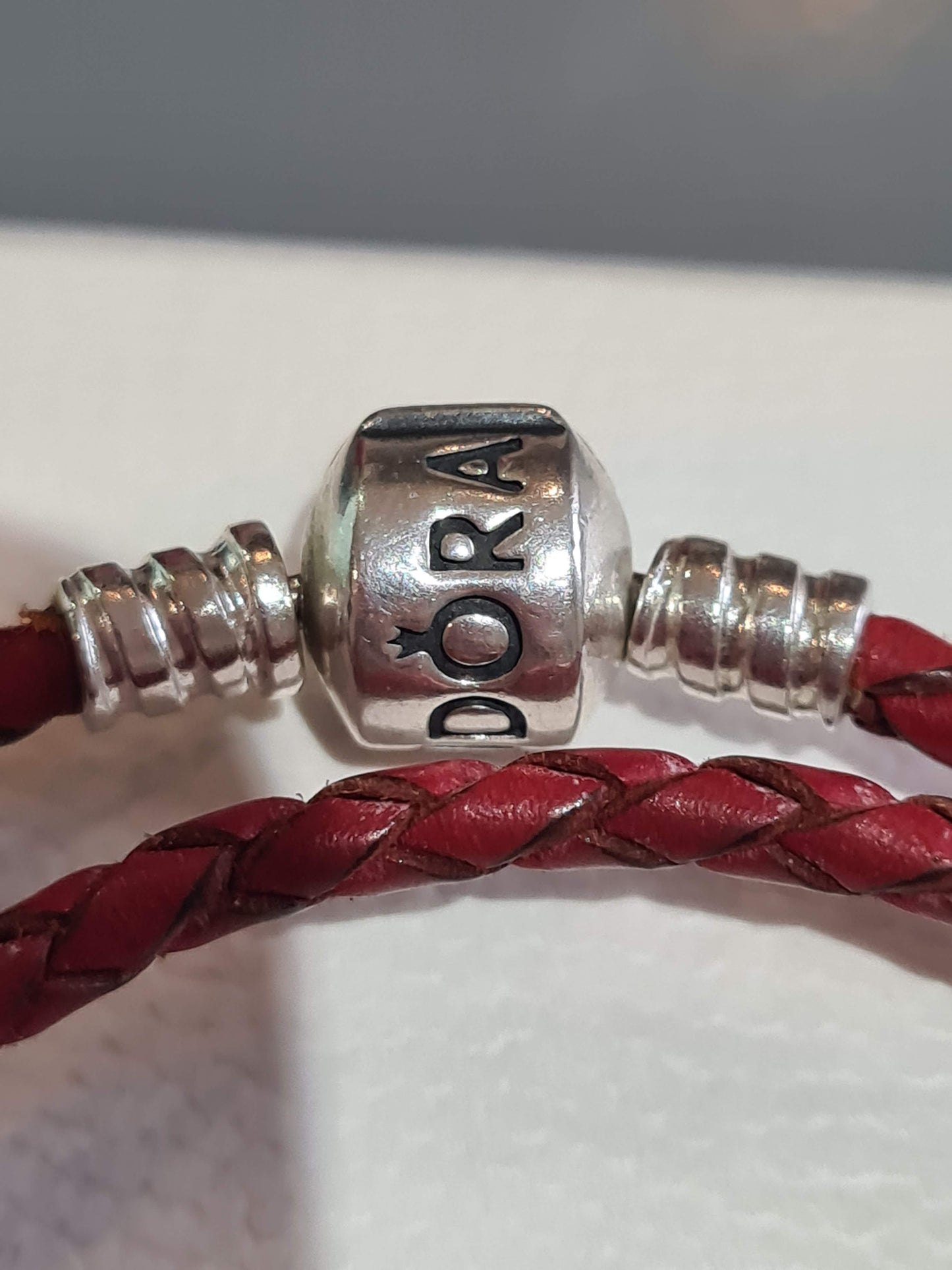Genuine Pandora Red Leather Double Wrap Bracelet
