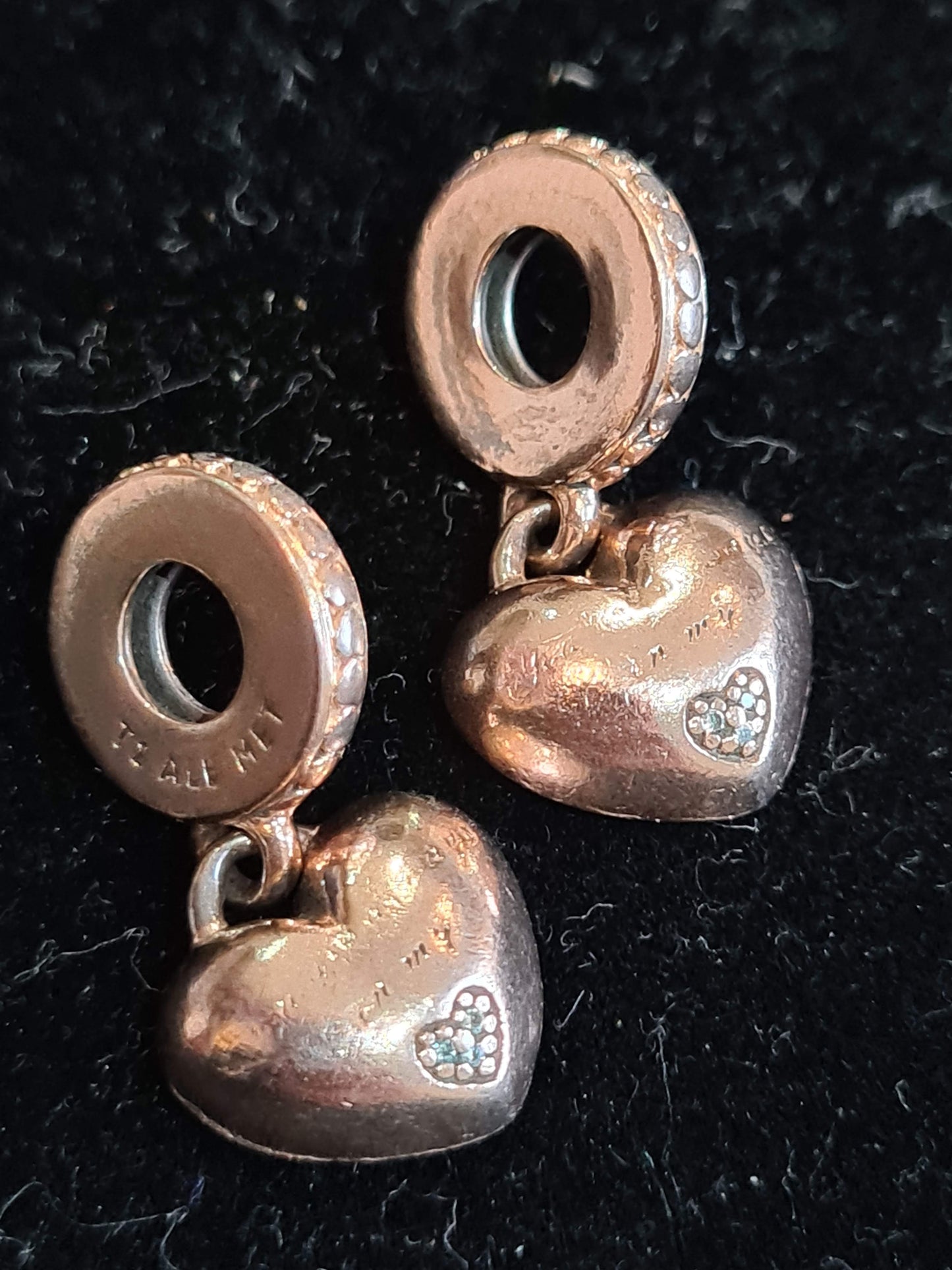 Genuine Pandora Rose Gold Mother & Daughter Dangle Heart Charm