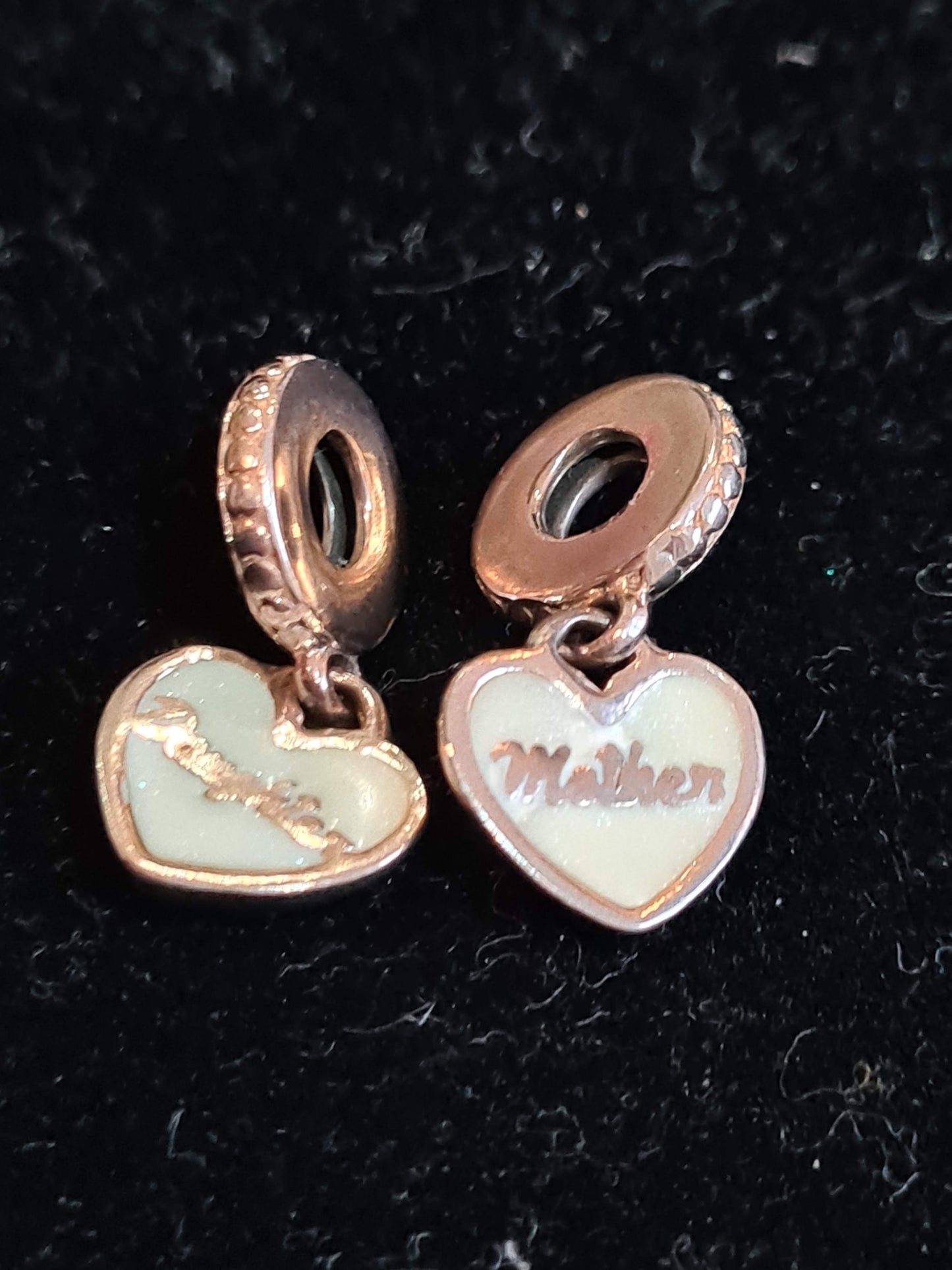 Genuine Pandora Rose Gold Mother & Daughter Dangle Heart Charm