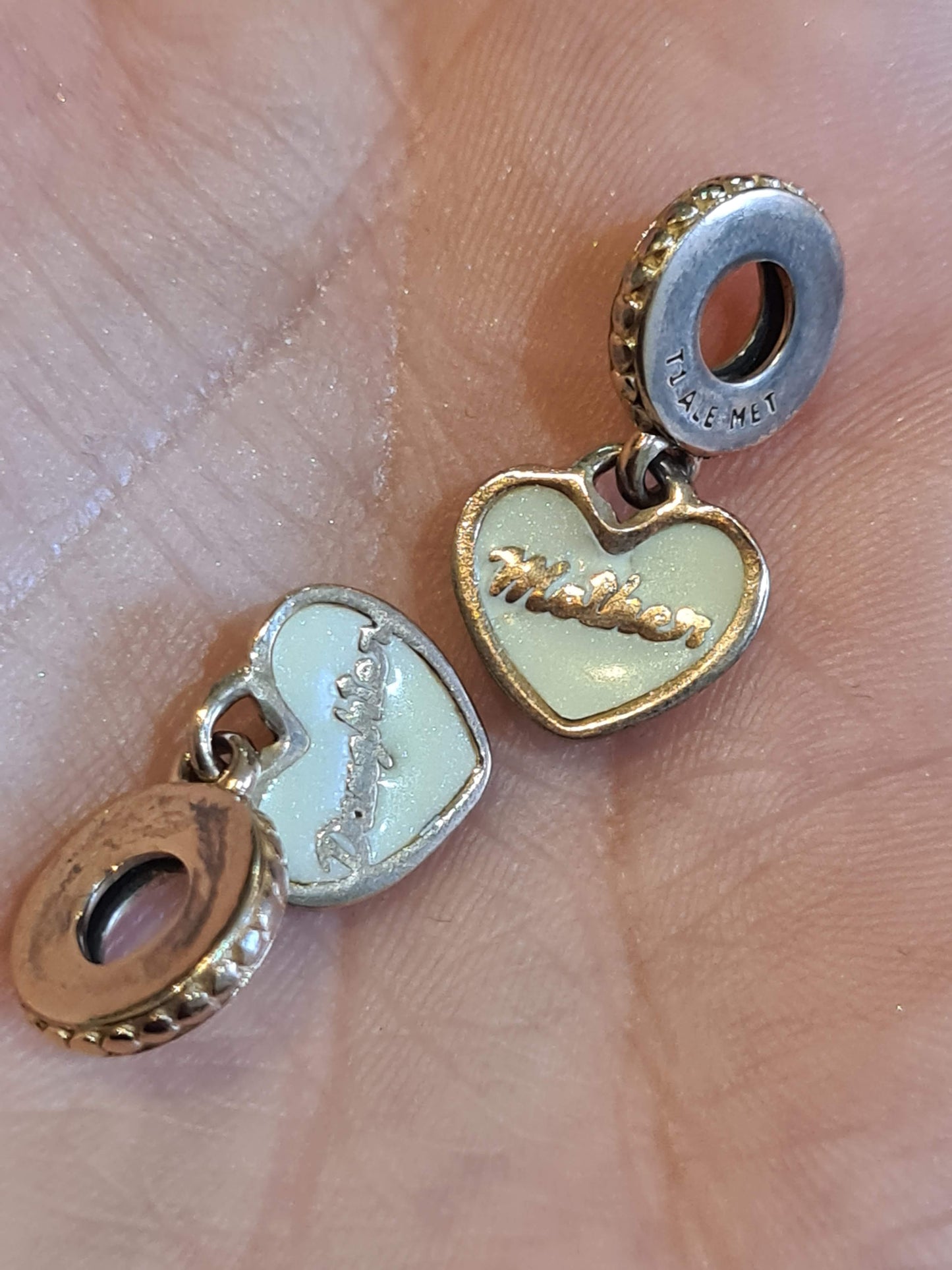 Genuine Pandora Rose Gold Mother & Daughter Dangle Heart Charm