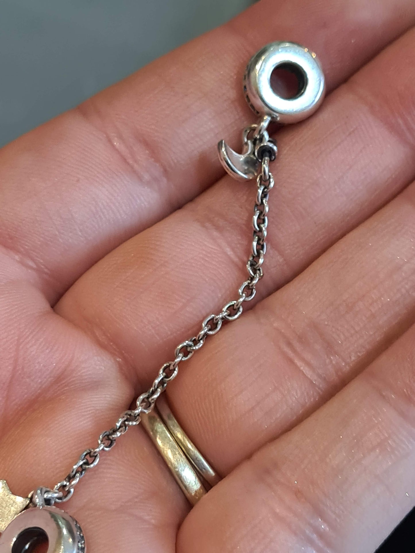 Genuine Pandora Pave Moon and Star Safety Chain