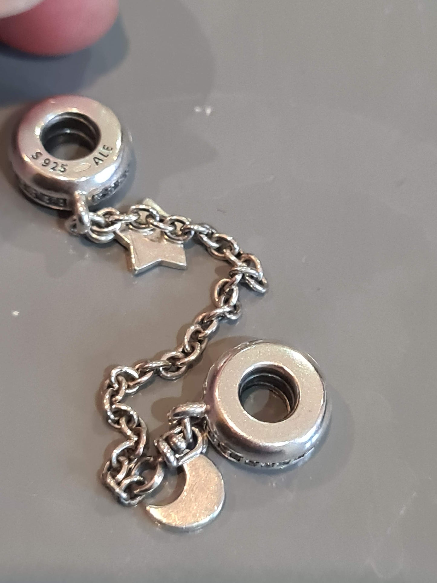 Genuine Pandora Pave Moon and Star Safety Chain