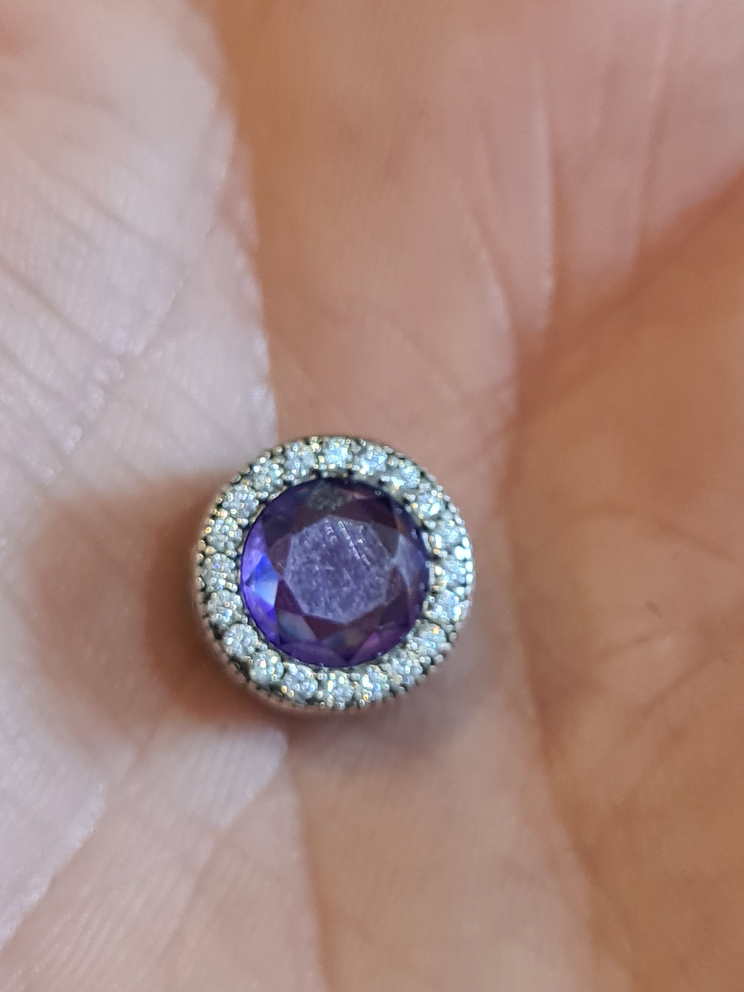 Genuine Chamilia Purple Stone Charm with Clear Stones Defect