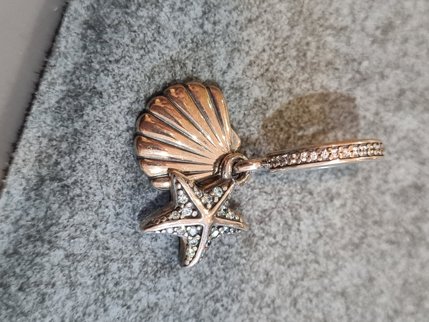 Genuine Pandora Shell and Pave Starfish Dangle Charm