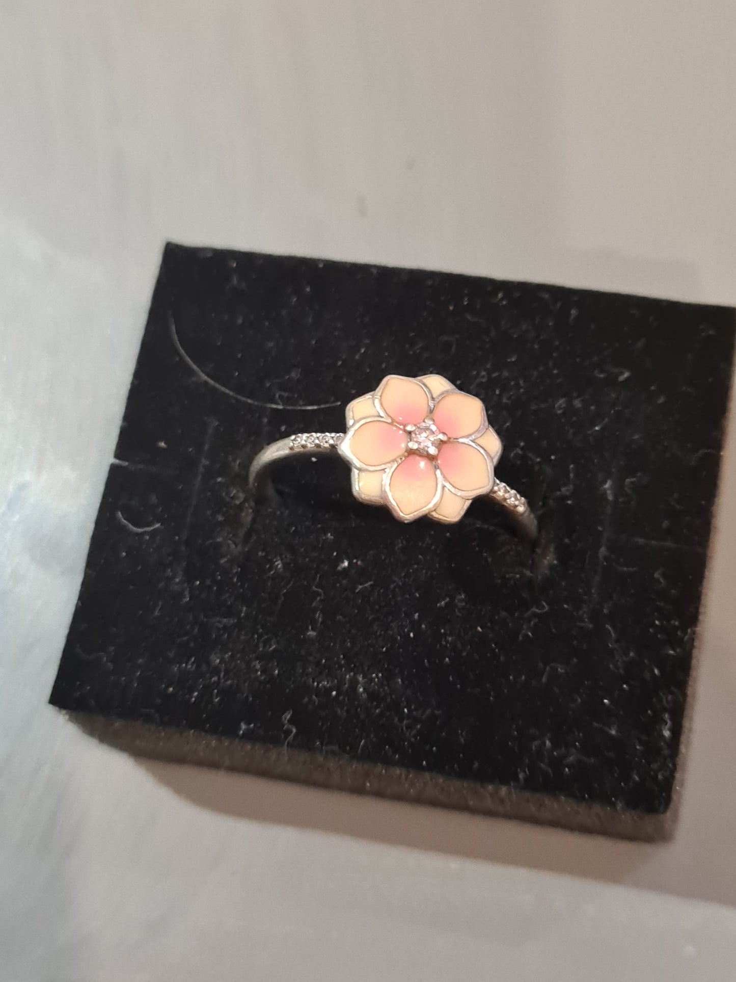 Genuine Pandora Blooming Magnolia Flower Ring Size 58