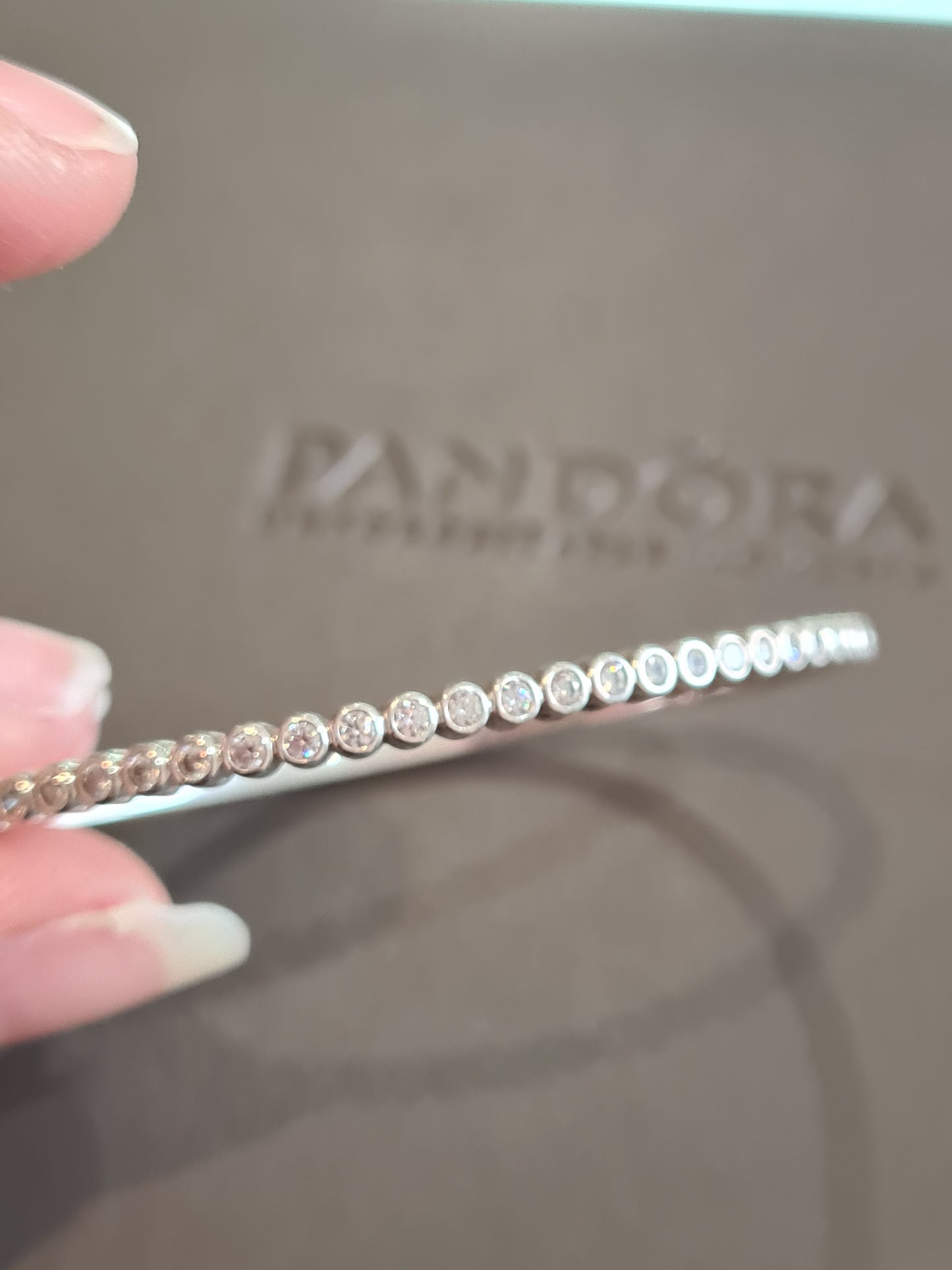 Genuine Pandora Sparkle Clear Stone Bangle Sparkle Size 2