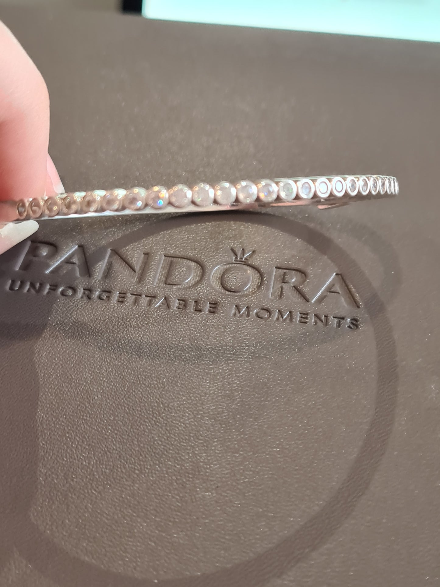 Genuine Pandora Sparkle Clear Stone Bangle Sparkle Size 2