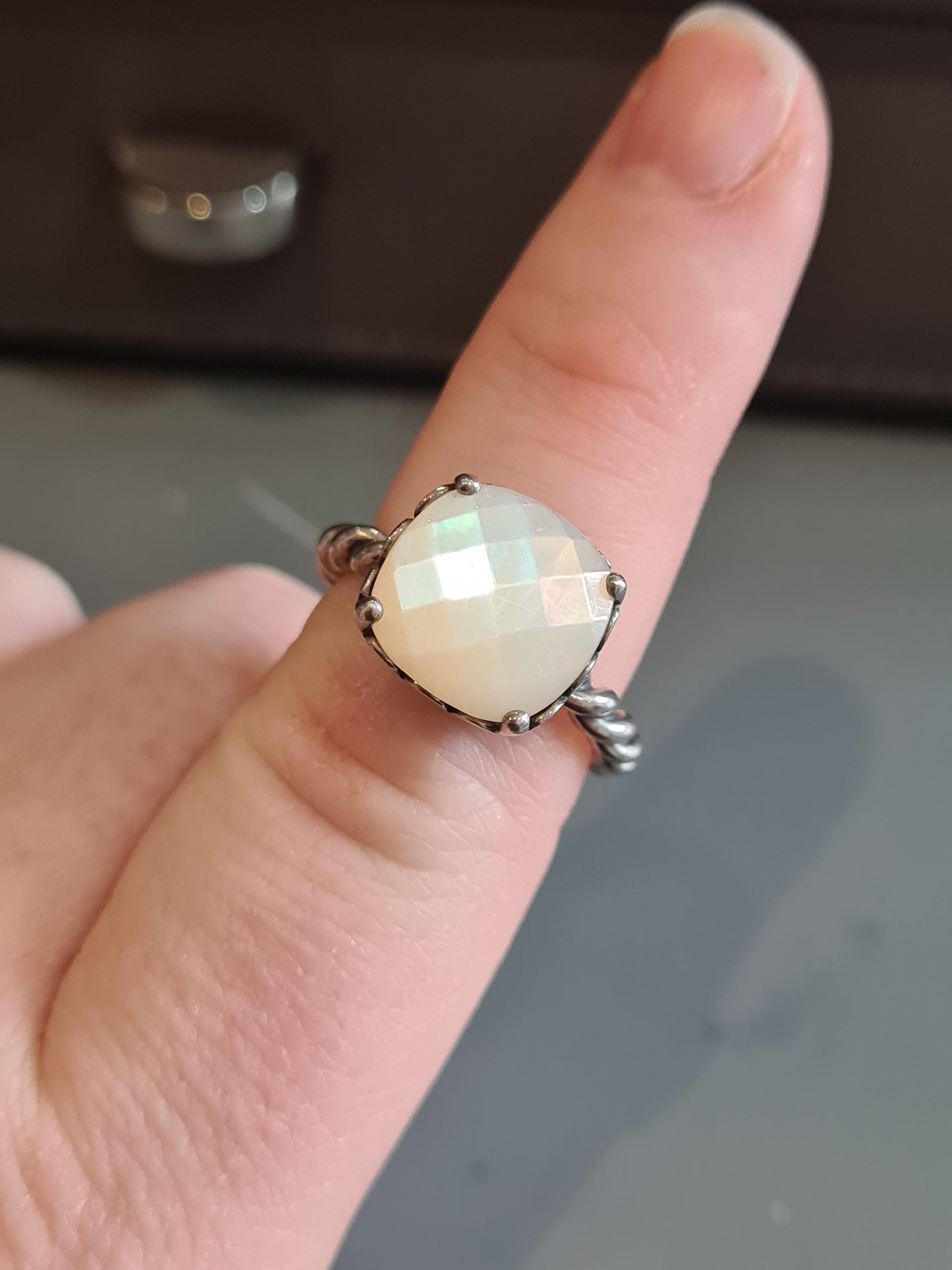 Genuine Pandora Retired and Rare Large Mother of Pearl Ring