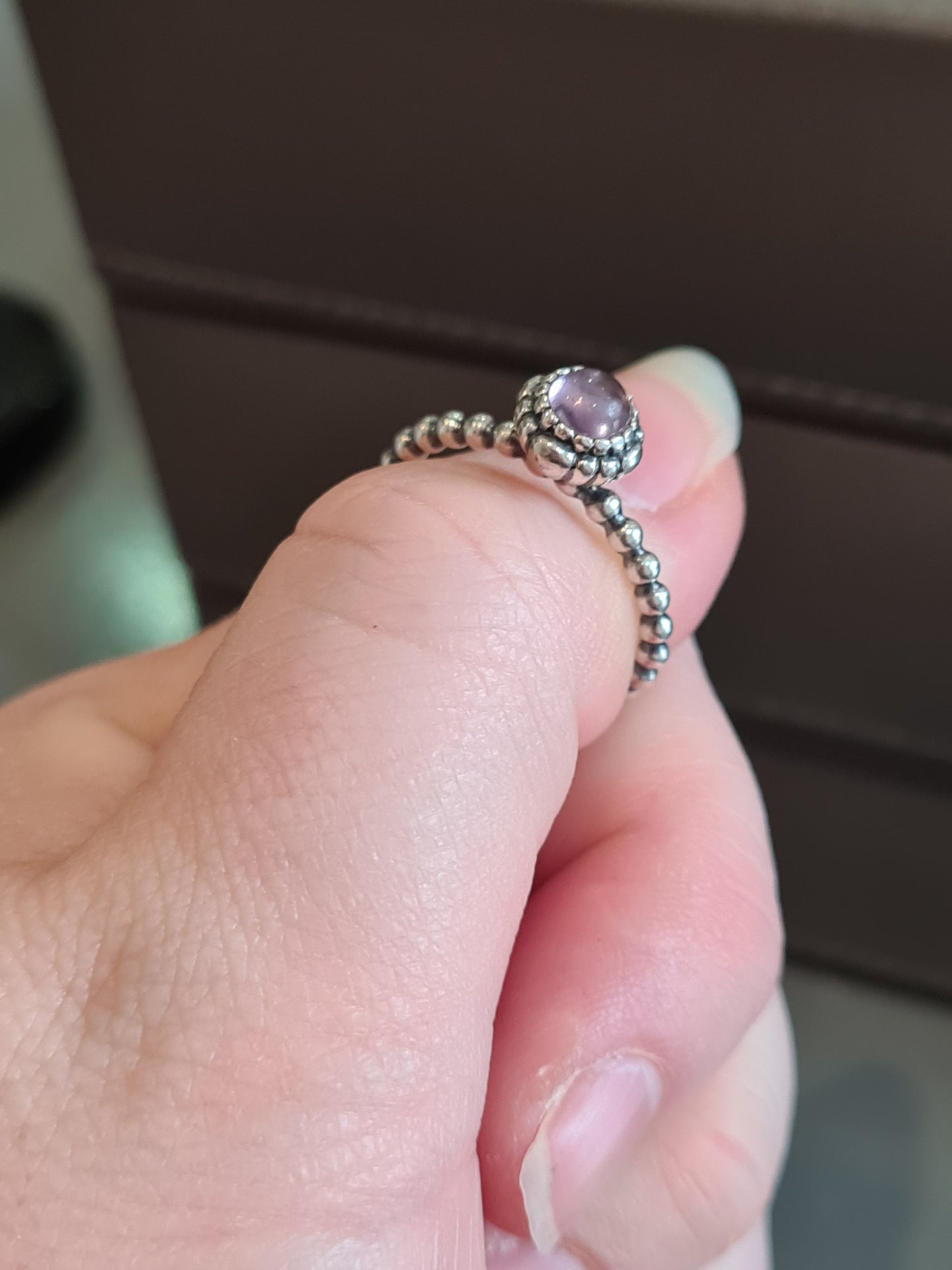 Genuine Pandora Purple Amythst February Birthstone Ring