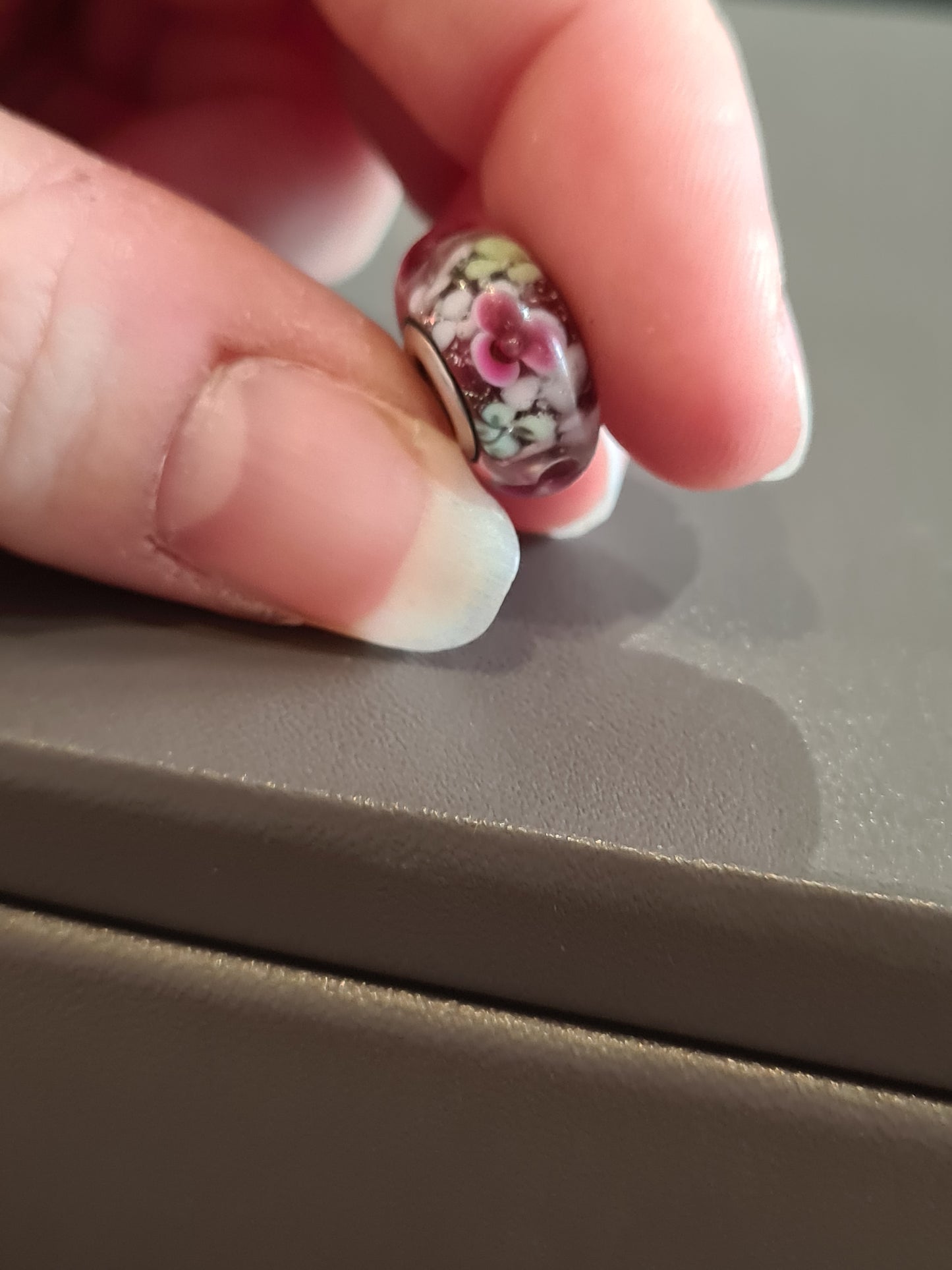 Genuine Pandora Red and Pink Flower Murano Glass Charm