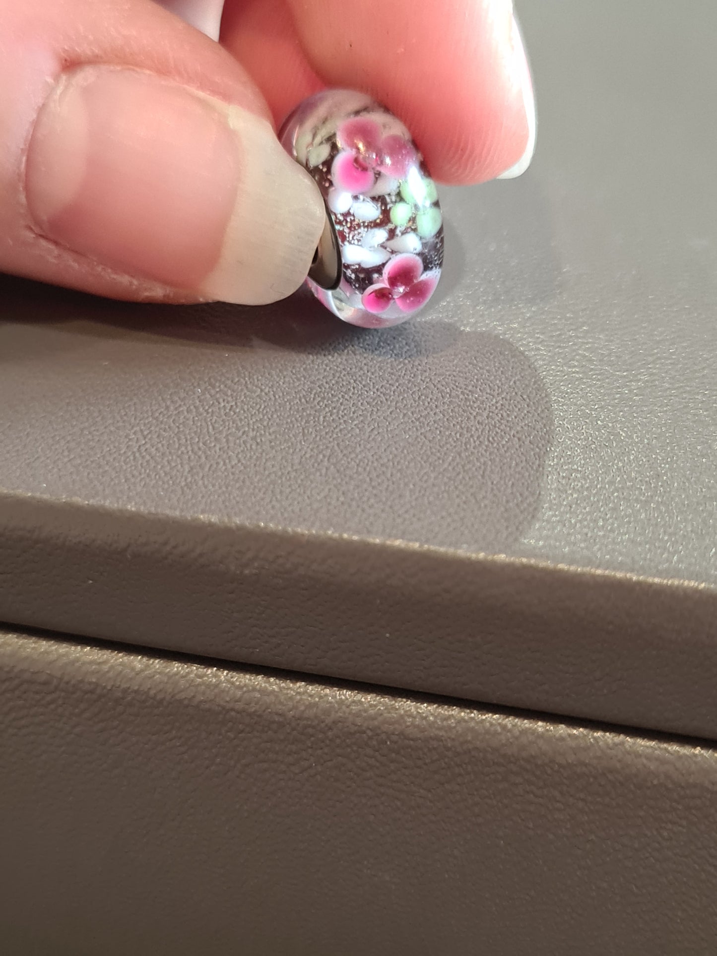Genuine Pandora Red and Pink Flower Murano Glass Charm